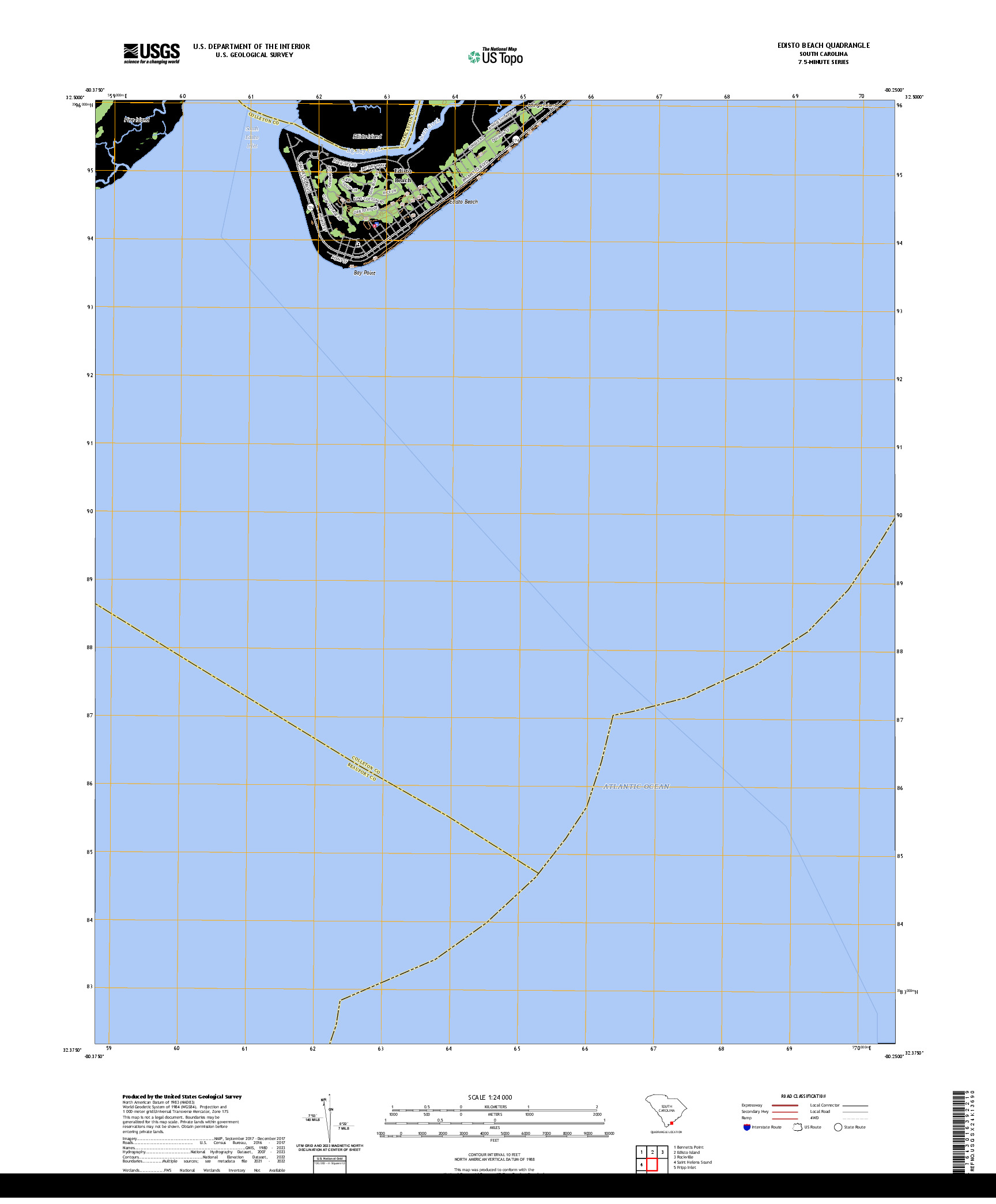 US TOPO 7.5-MINUTE MAP FOR EDISTO BEACH, SC