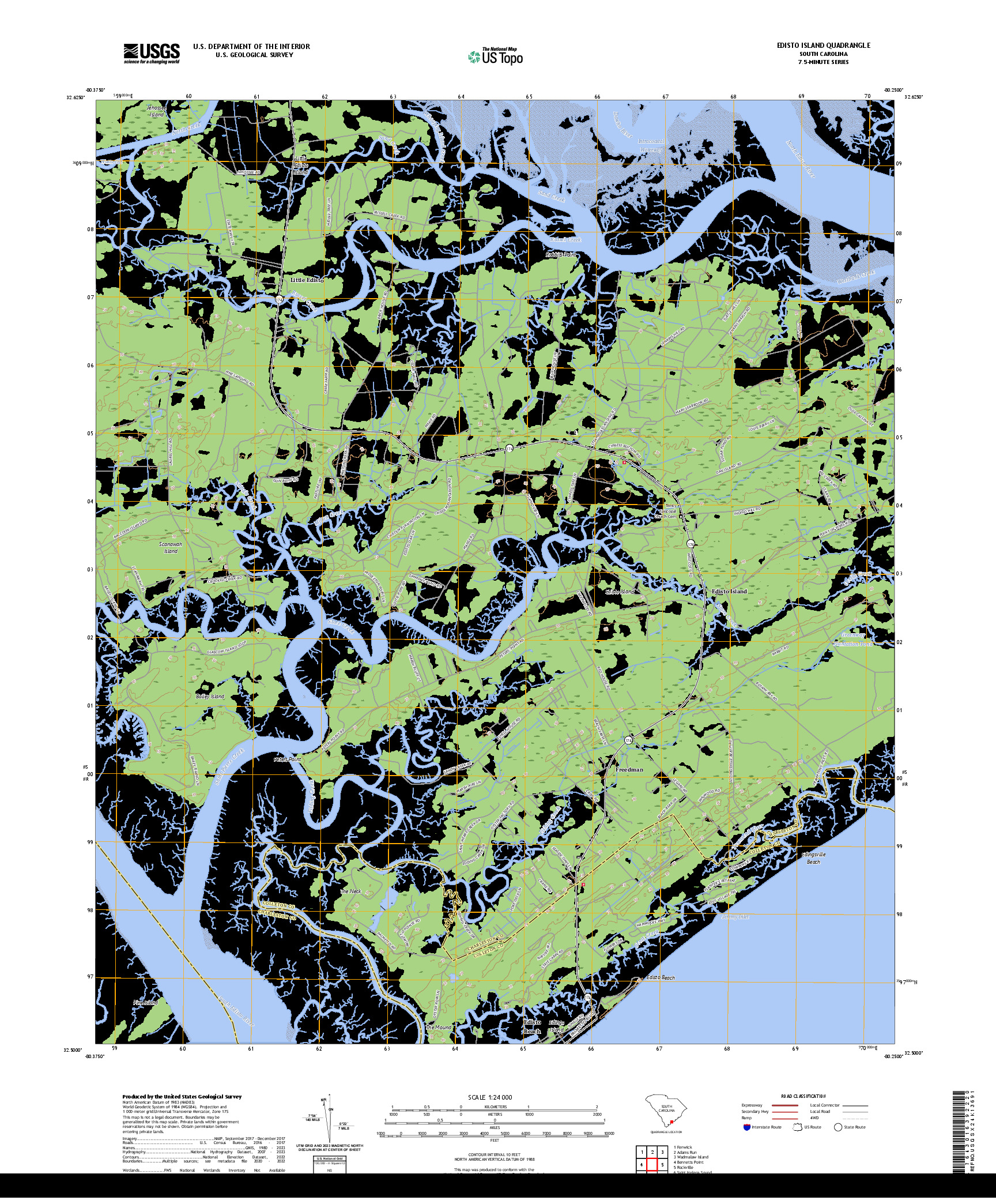 US TOPO 7.5-MINUTE MAP FOR EDISTO ISLAND, SC
