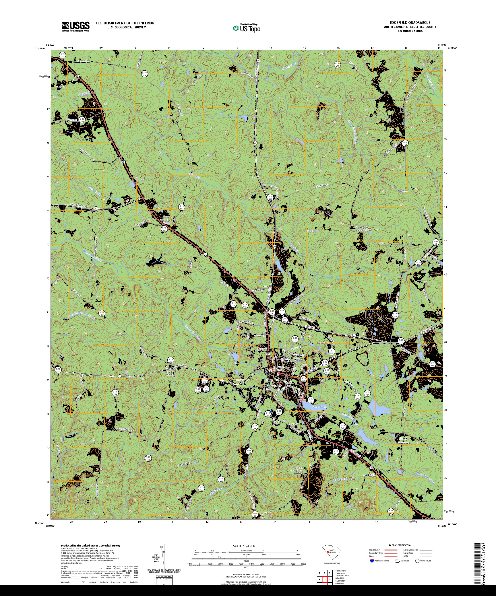 US TOPO 7.5-MINUTE MAP FOR EDGEFIELD, SC