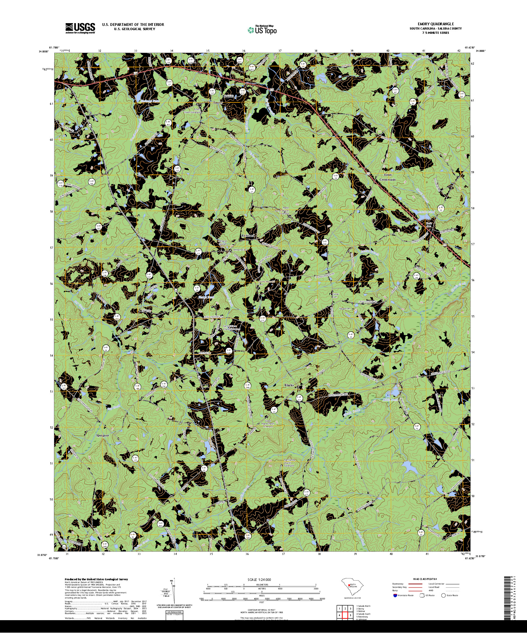 US TOPO 7.5-MINUTE MAP FOR EMORY, SC