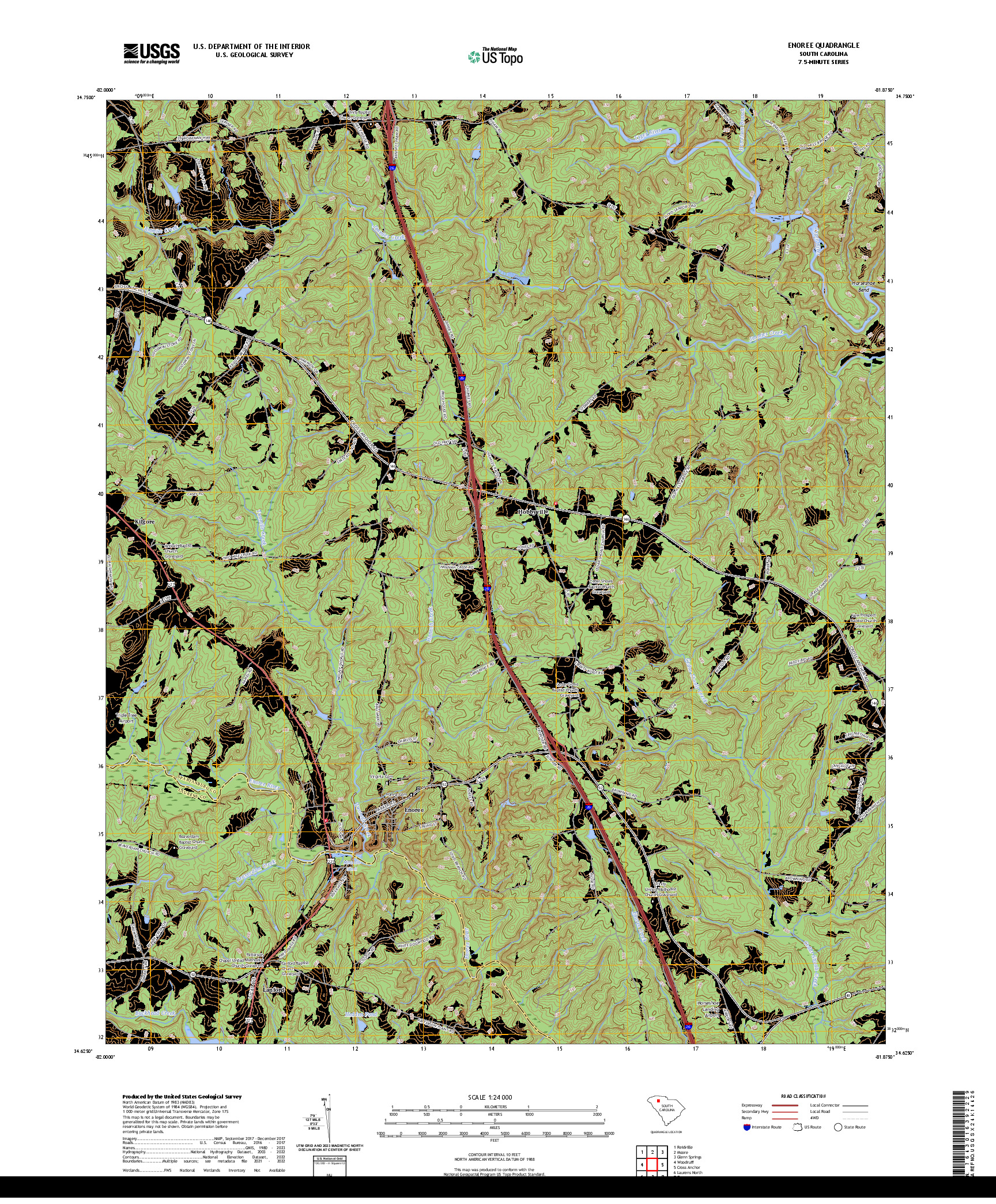 US TOPO 7.5-MINUTE MAP FOR ENOREE, SC
