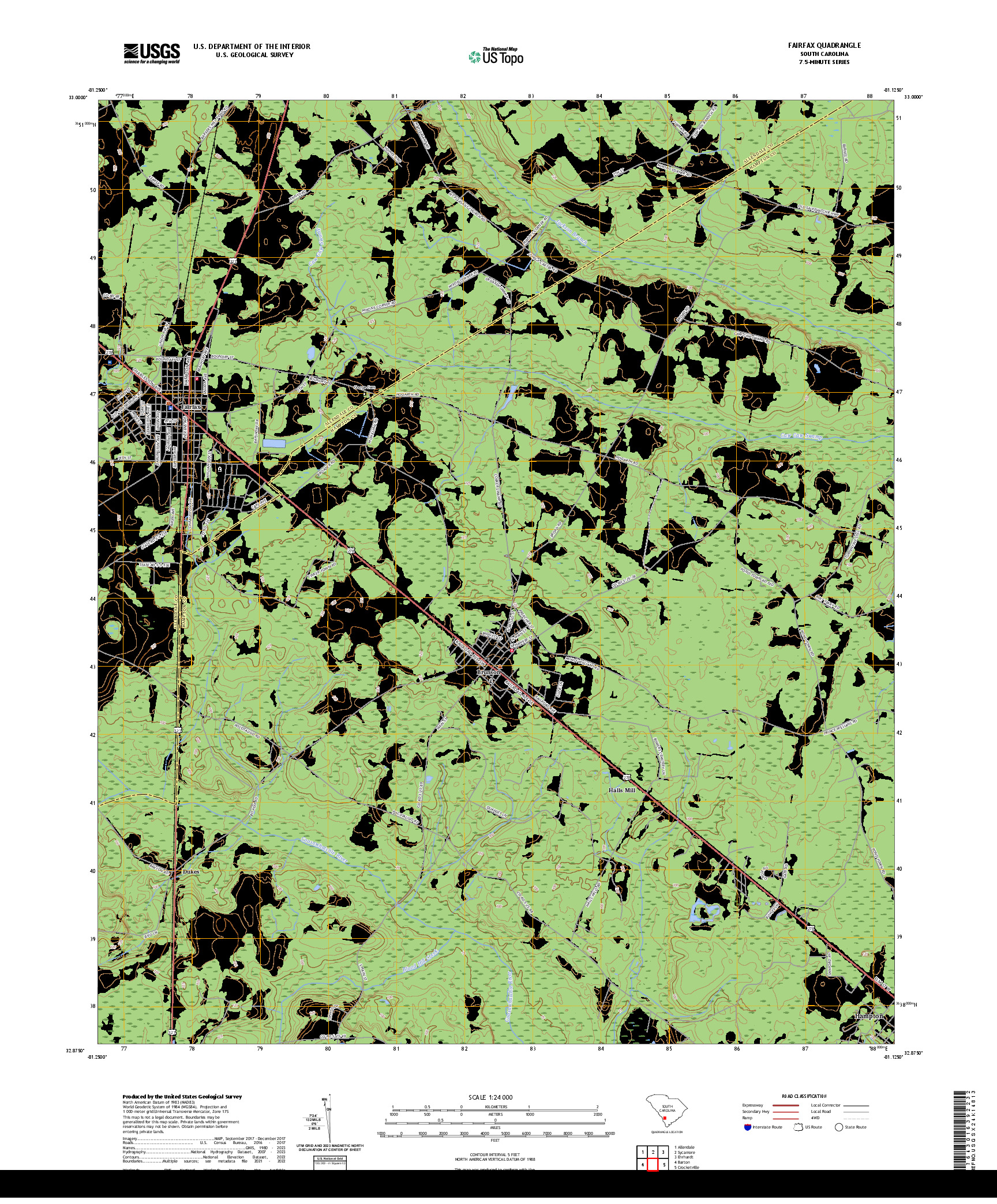 US TOPO 7.5-MINUTE MAP FOR FAIRFAX, SC