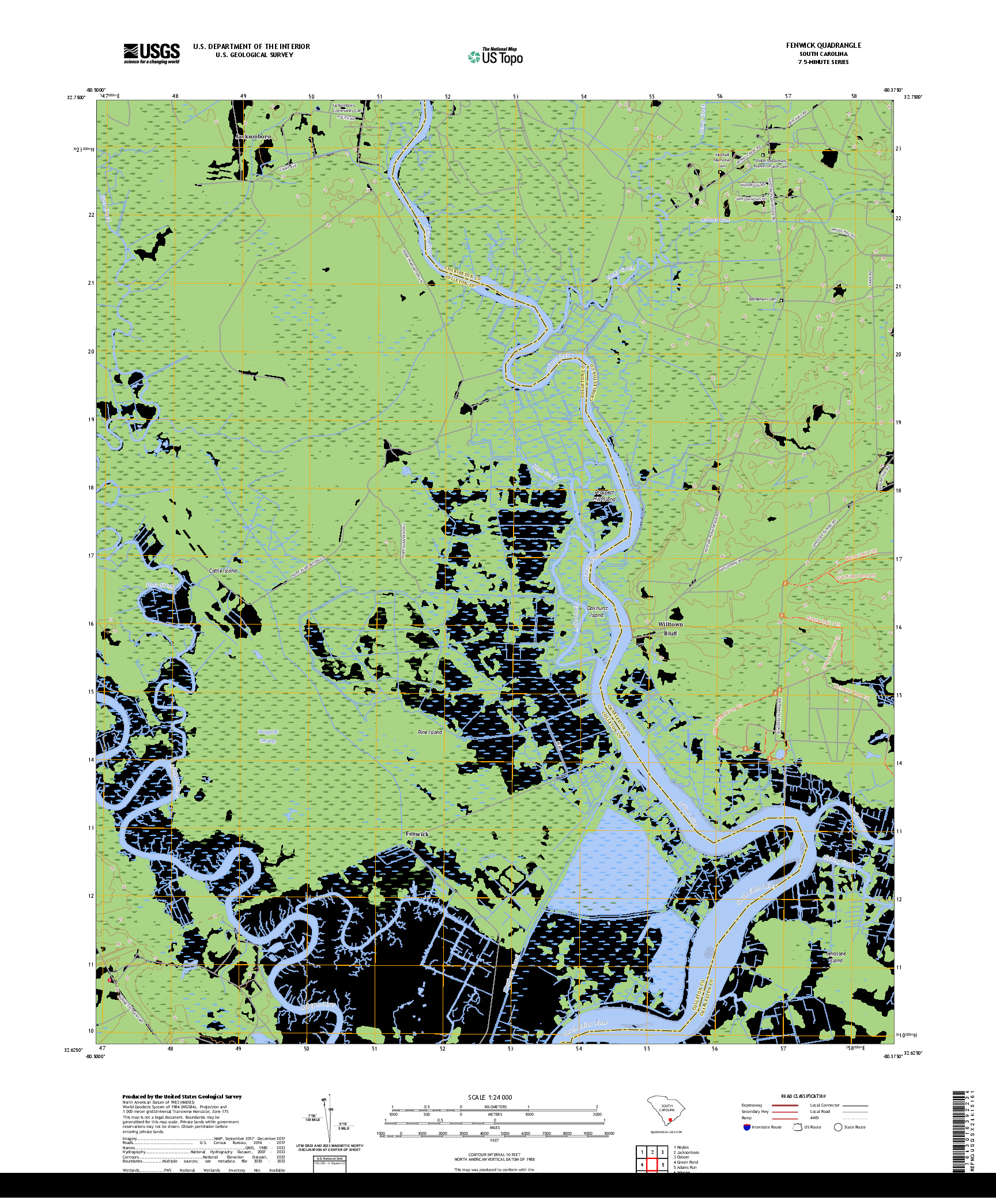 US TOPO 7.5-MINUTE MAP FOR FENWICK, SC