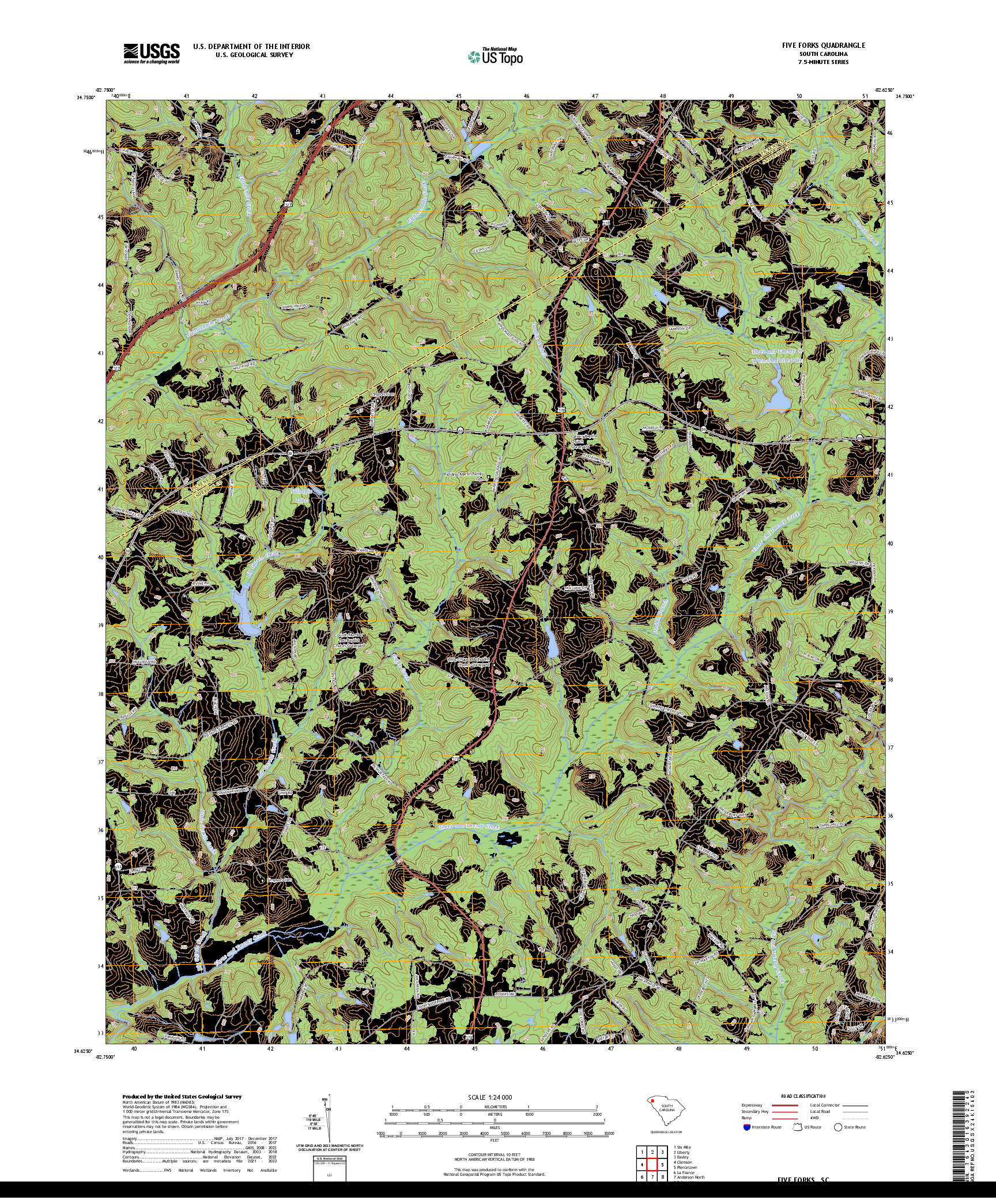 US TOPO 7.5-MINUTE MAP FOR FIVE FORKS, SC