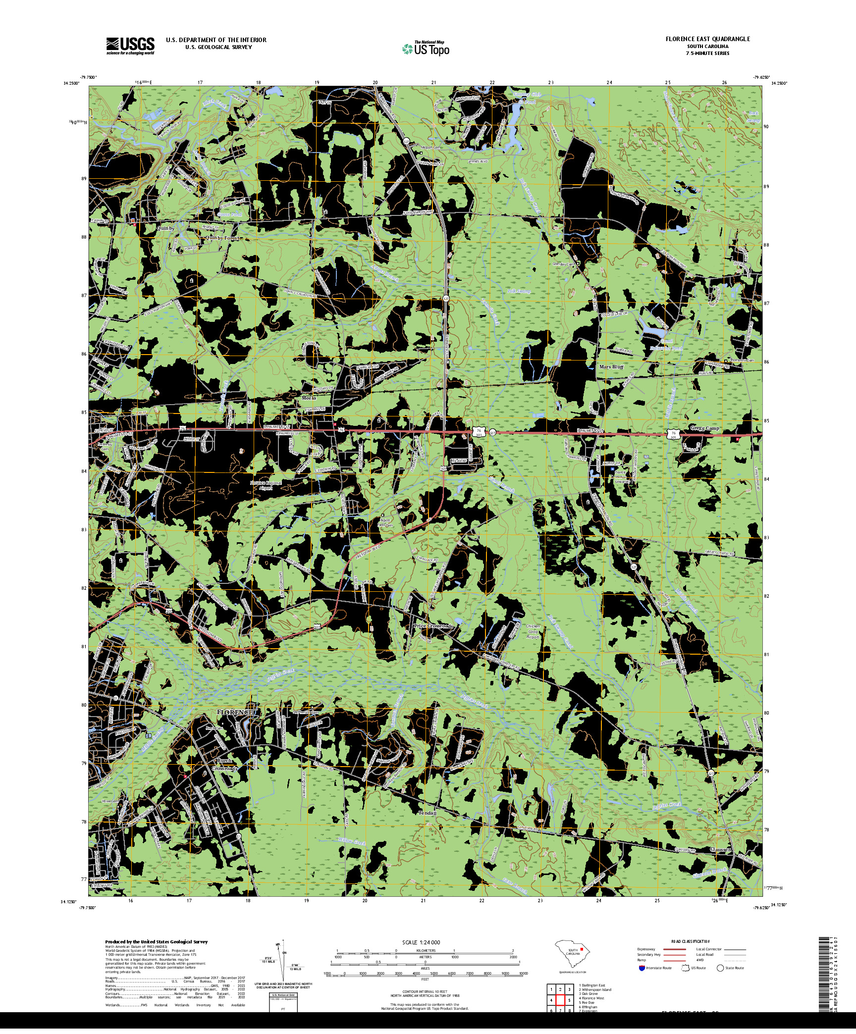 US TOPO 7.5-MINUTE MAP FOR FLORENCE EAST, SC