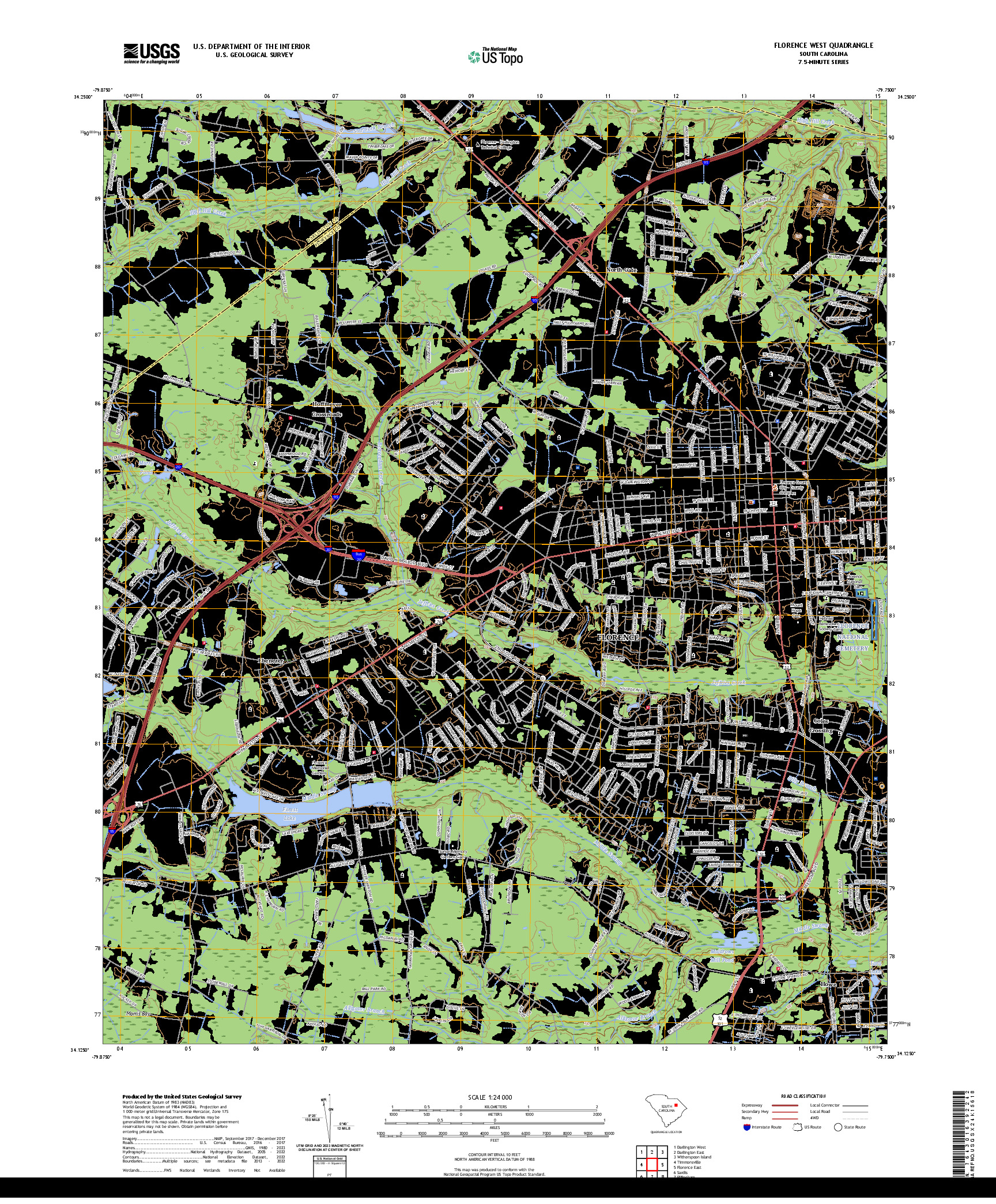 US TOPO 7.5-MINUTE MAP FOR FLORENCE WEST, SC