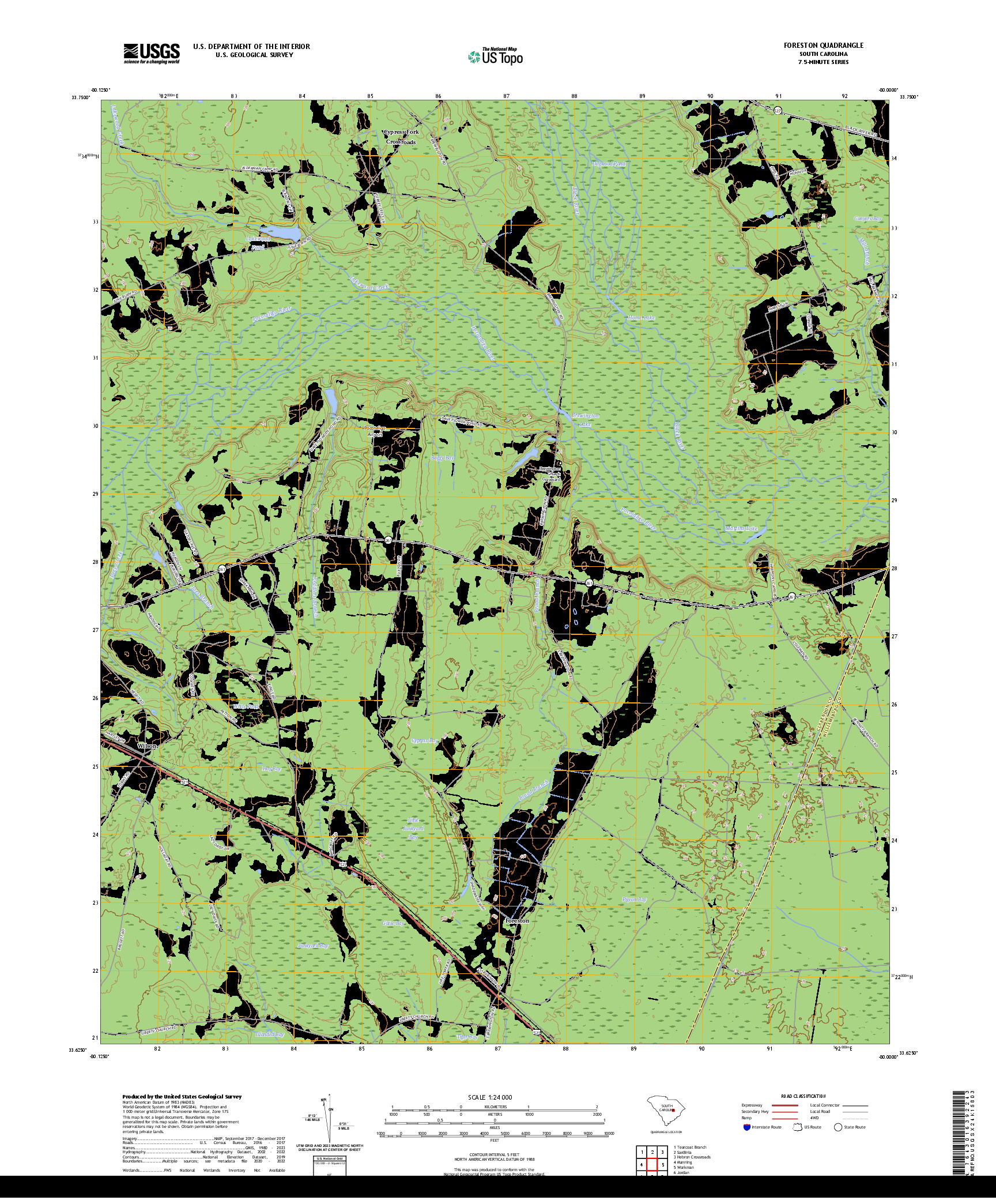 US TOPO 7.5-MINUTE MAP FOR FORESTON, SC