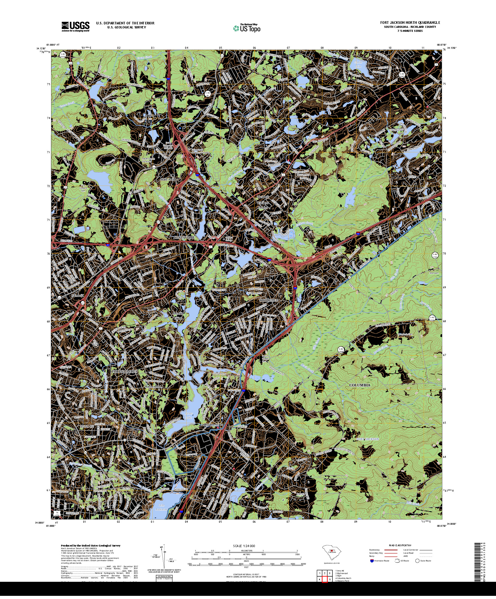US TOPO 7.5-MINUTE MAP FOR FORT JACKSON NORTH, SC