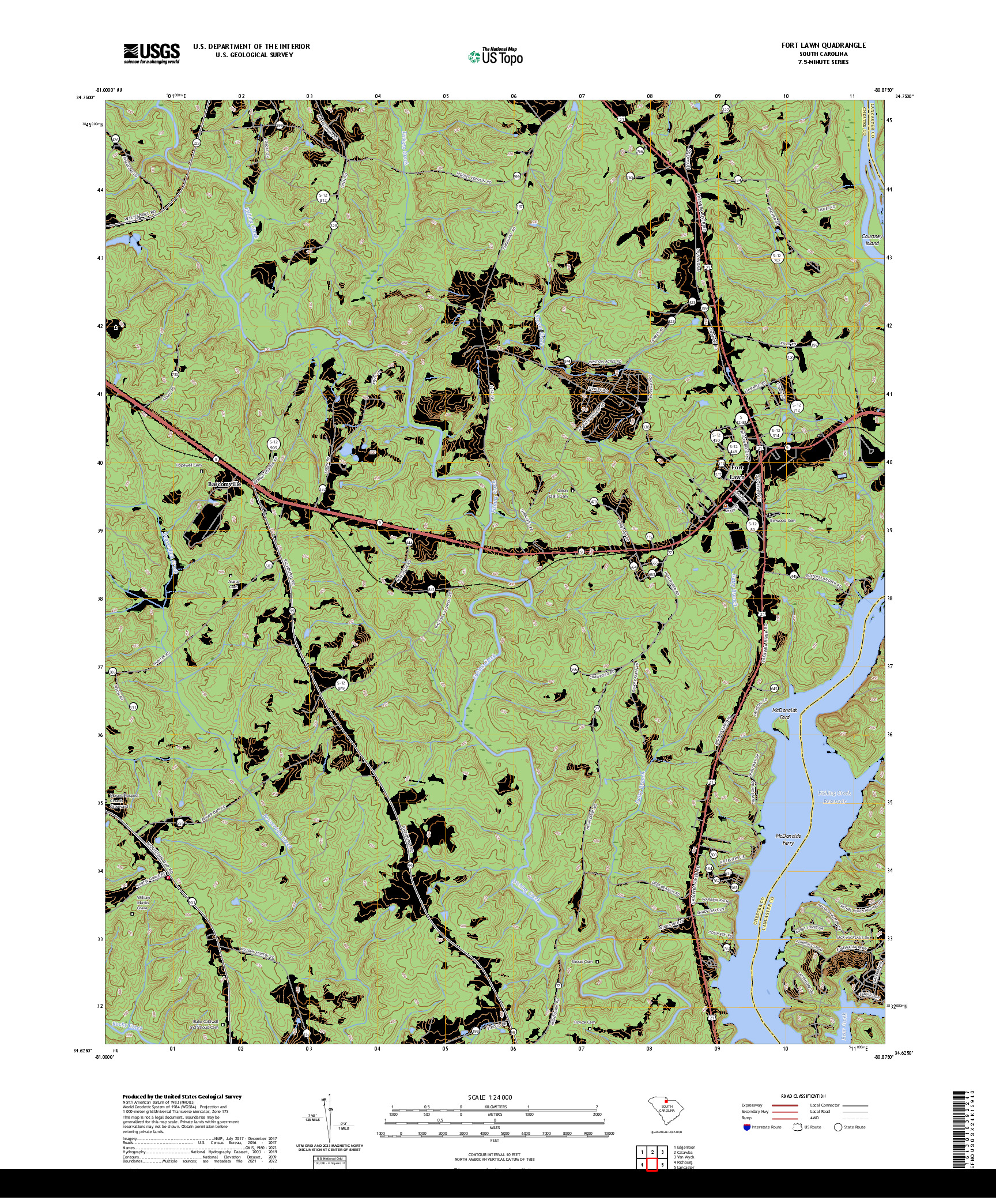 US TOPO 7.5-MINUTE MAP FOR FORT LAWN, SC