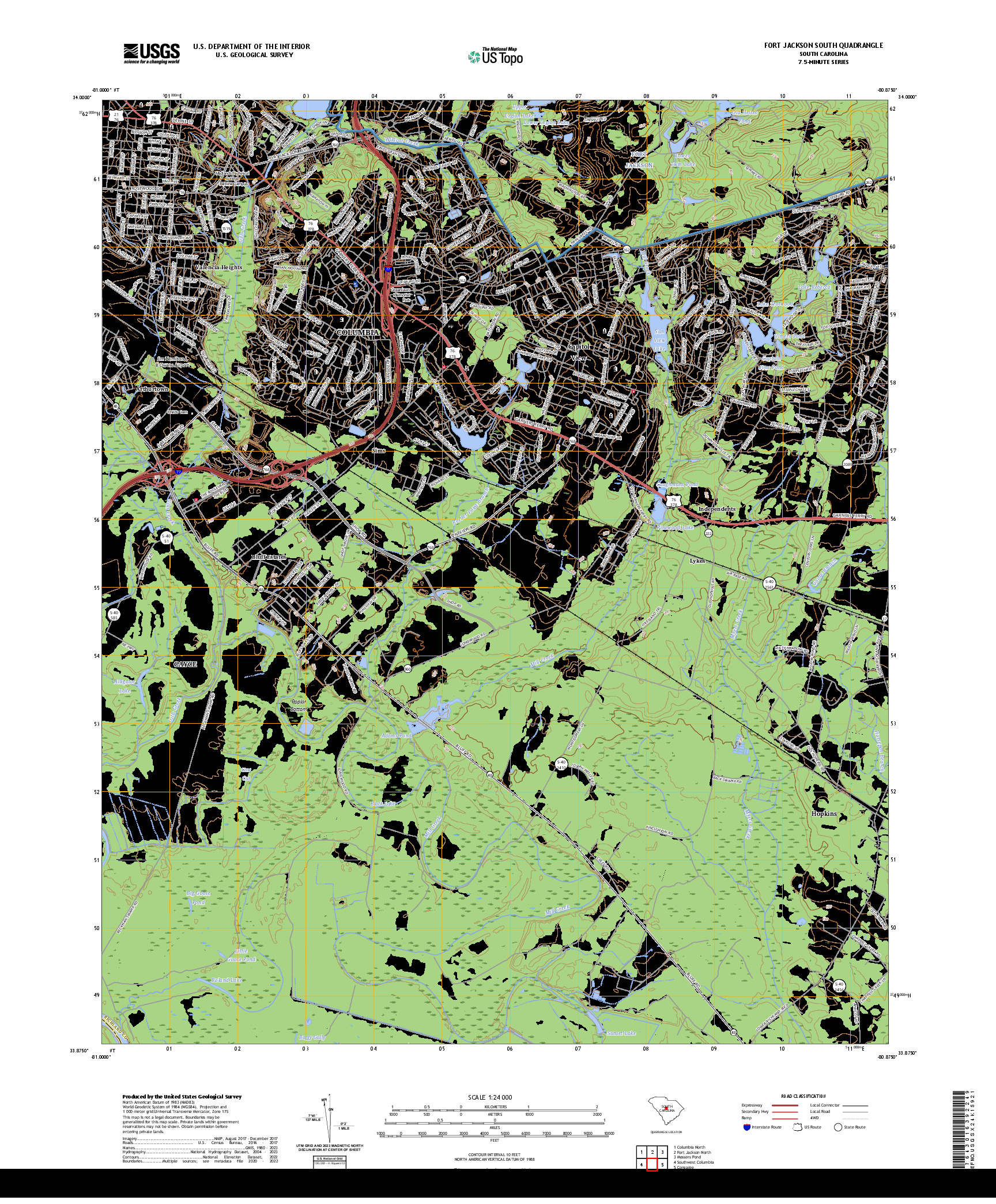 US TOPO 7.5-MINUTE MAP FOR FORT JACKSON SOUTH, SC