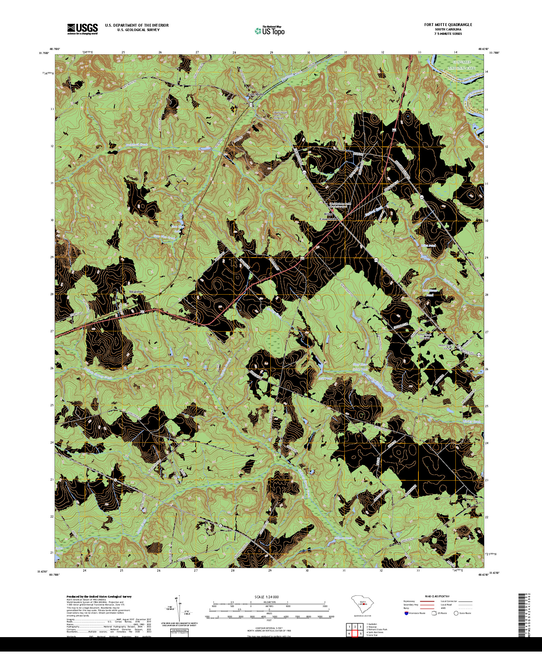 US TOPO 7.5-MINUTE MAP FOR FORT MOTTE, SC