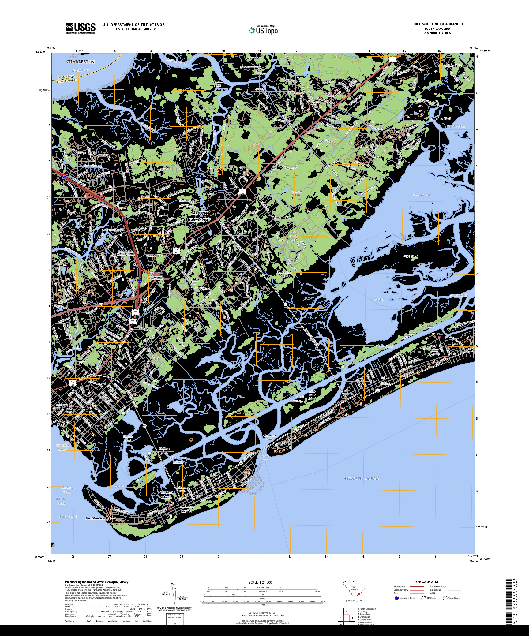 US TOPO 7.5-MINUTE MAP FOR FORT MOULTRIE, SC