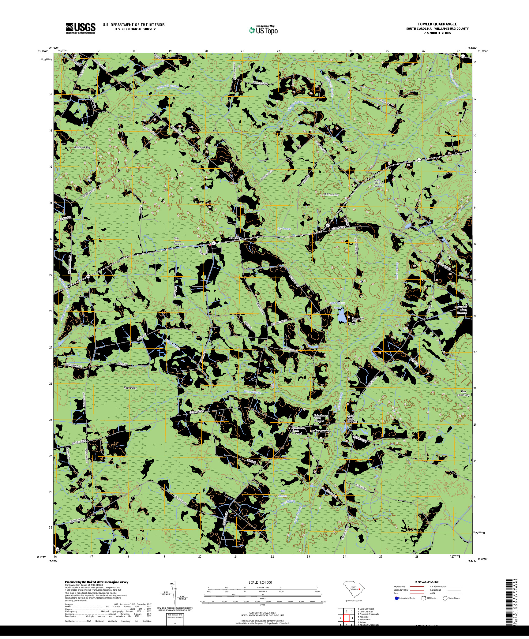 US TOPO 7.5-MINUTE MAP FOR FOWLER, SC