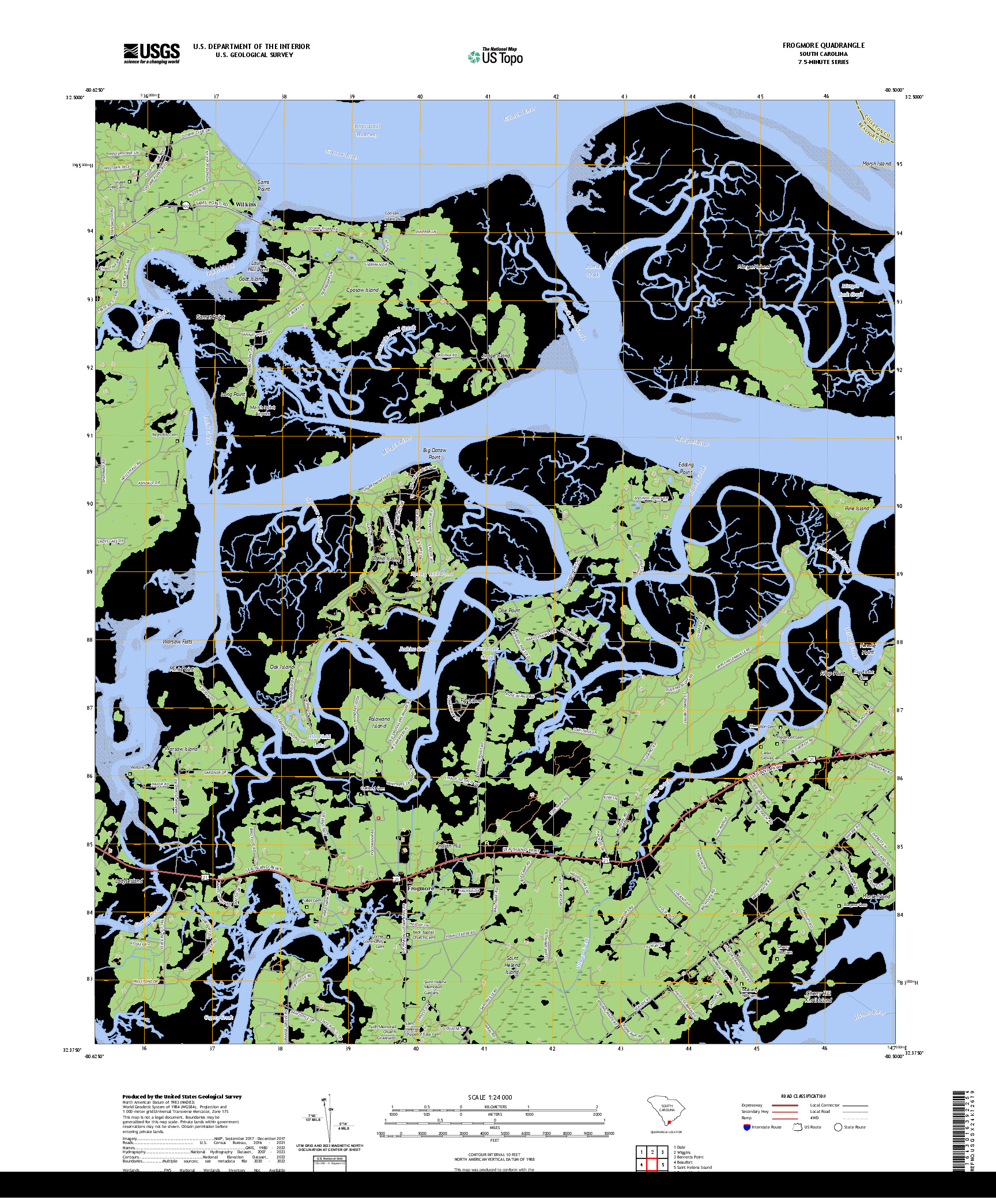 US TOPO 7.5-MINUTE MAP FOR FROGMORE, SC
