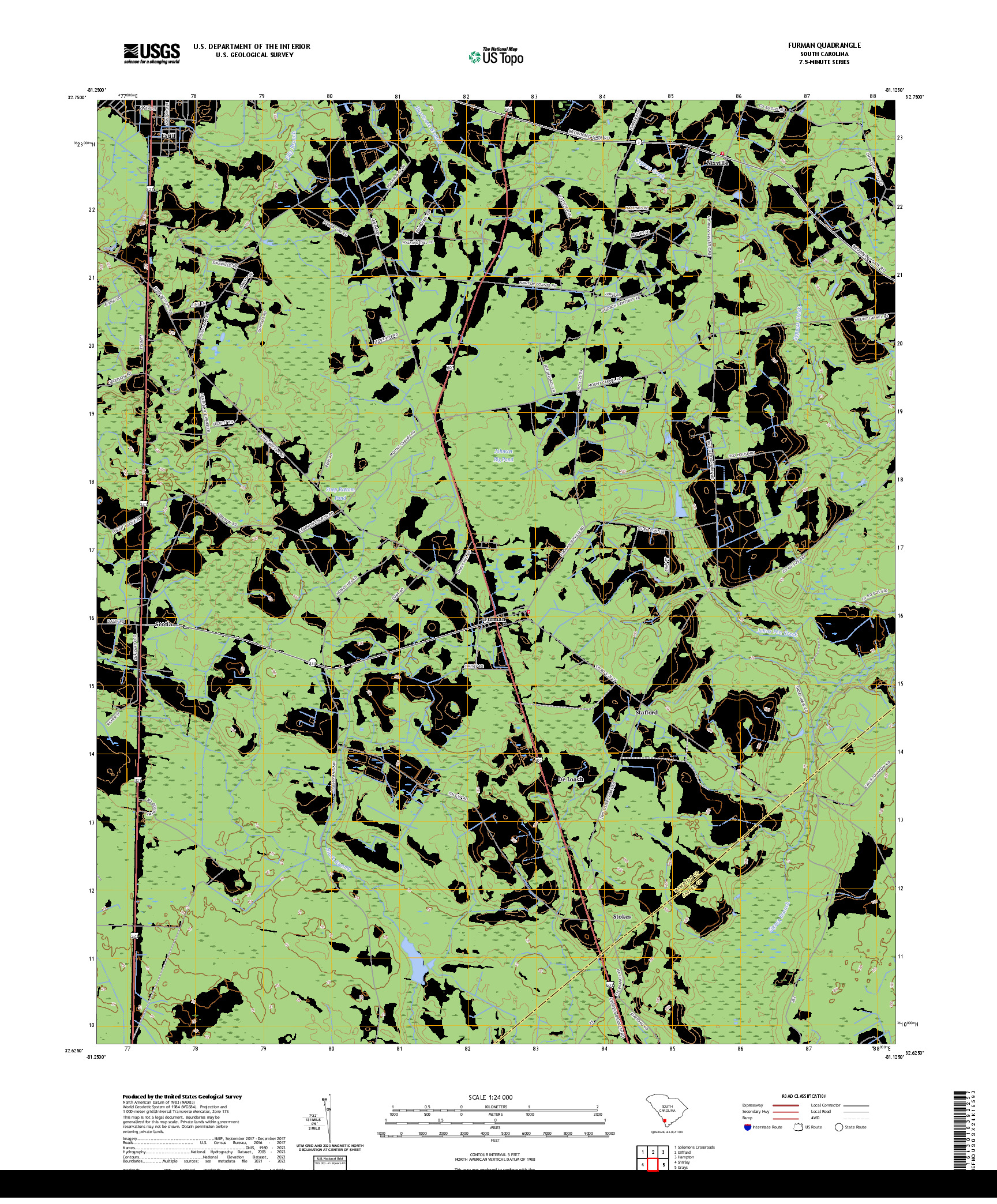 US TOPO 7.5-MINUTE MAP FOR FURMAN, SC
