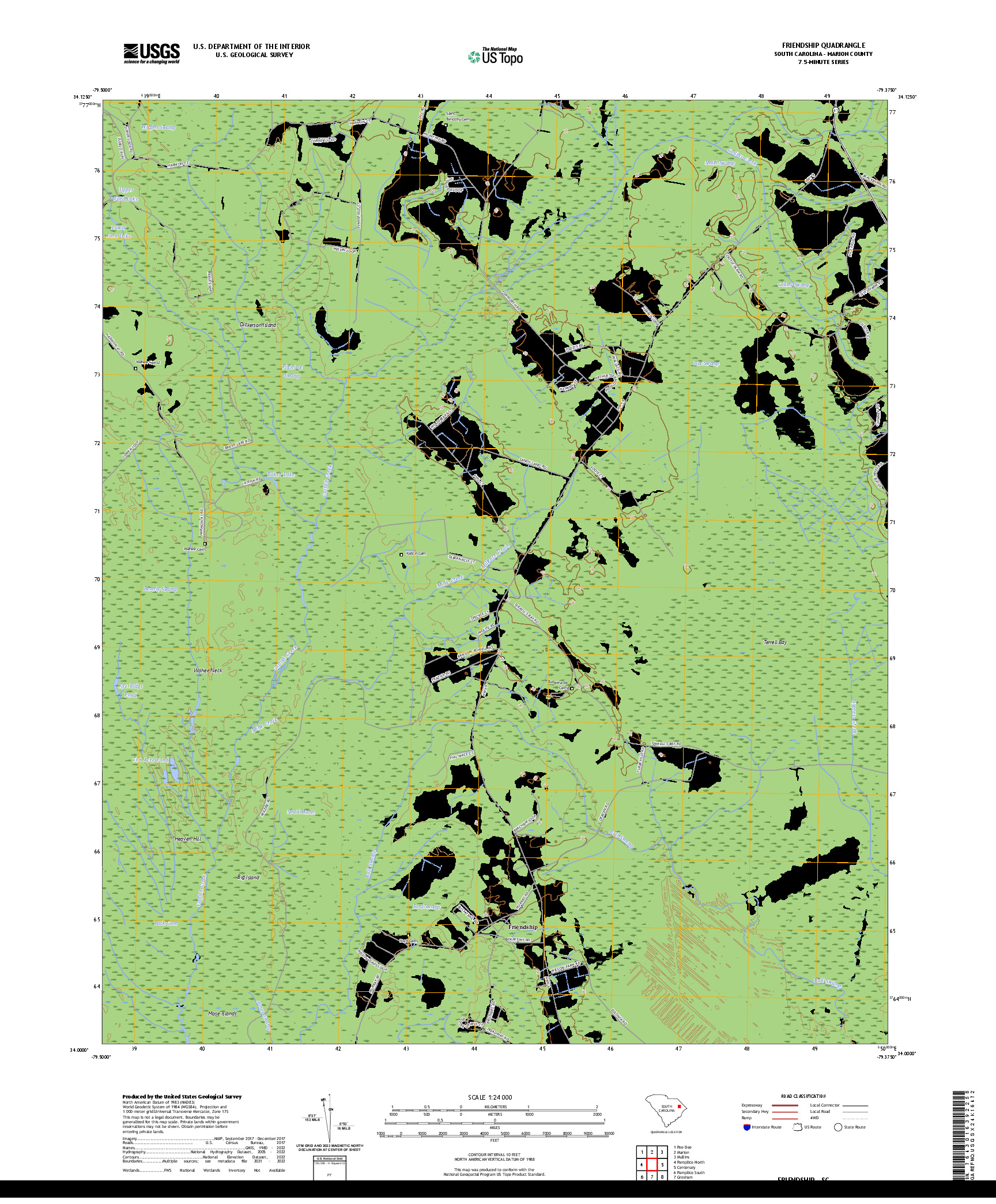 US TOPO 7.5-MINUTE MAP FOR FRIENDSHIP, SC