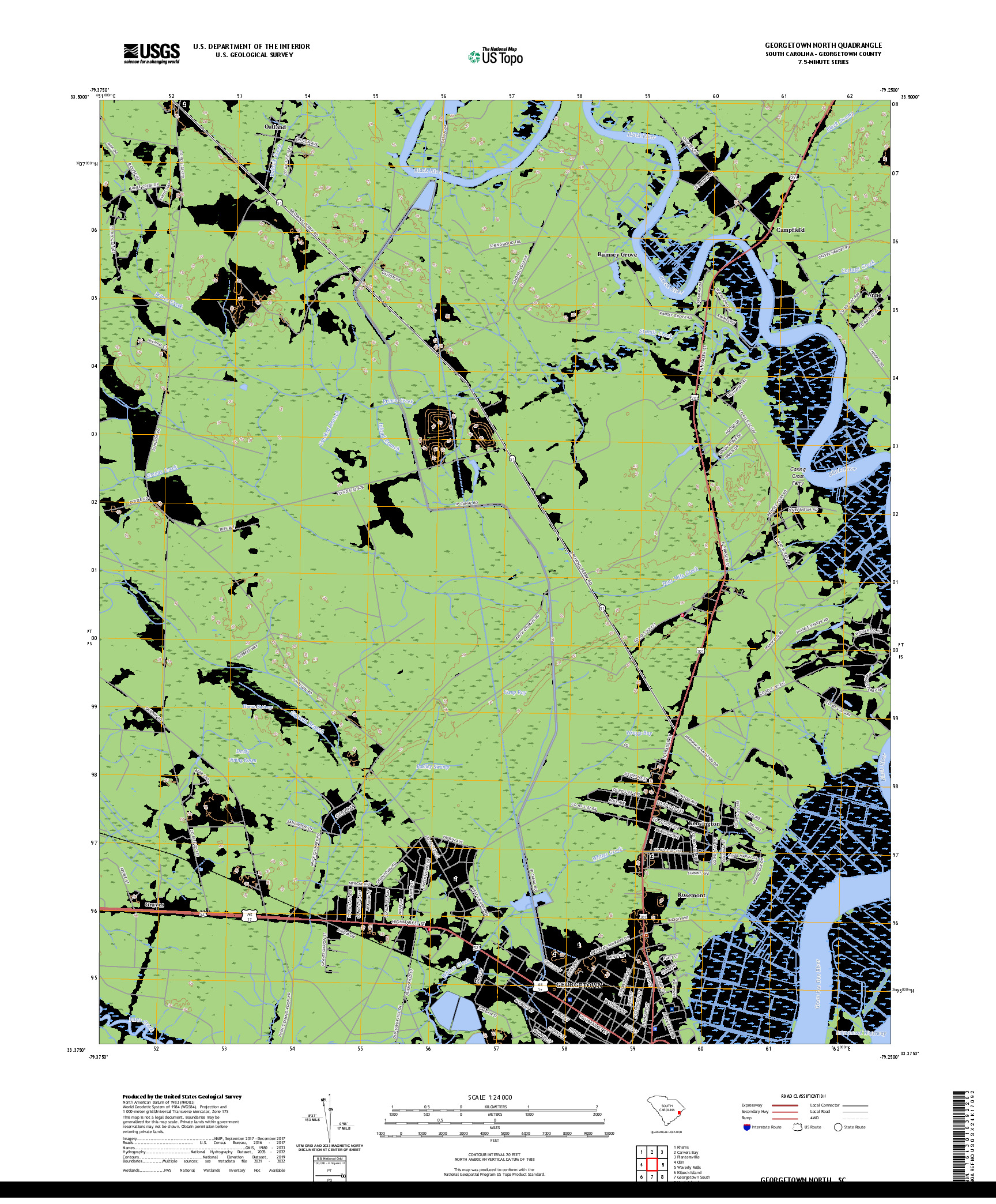 US TOPO 7.5-MINUTE MAP FOR GEORGETOWN NORTH, SC