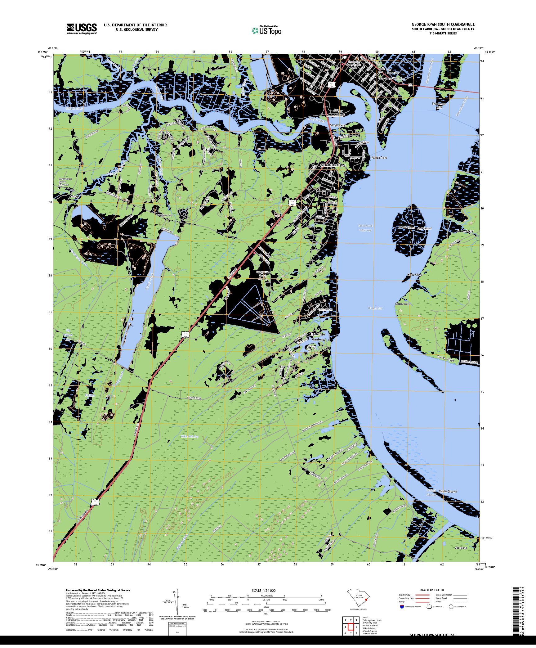 US TOPO 7.5-MINUTE MAP FOR GEORGETOWN SOUTH, SC