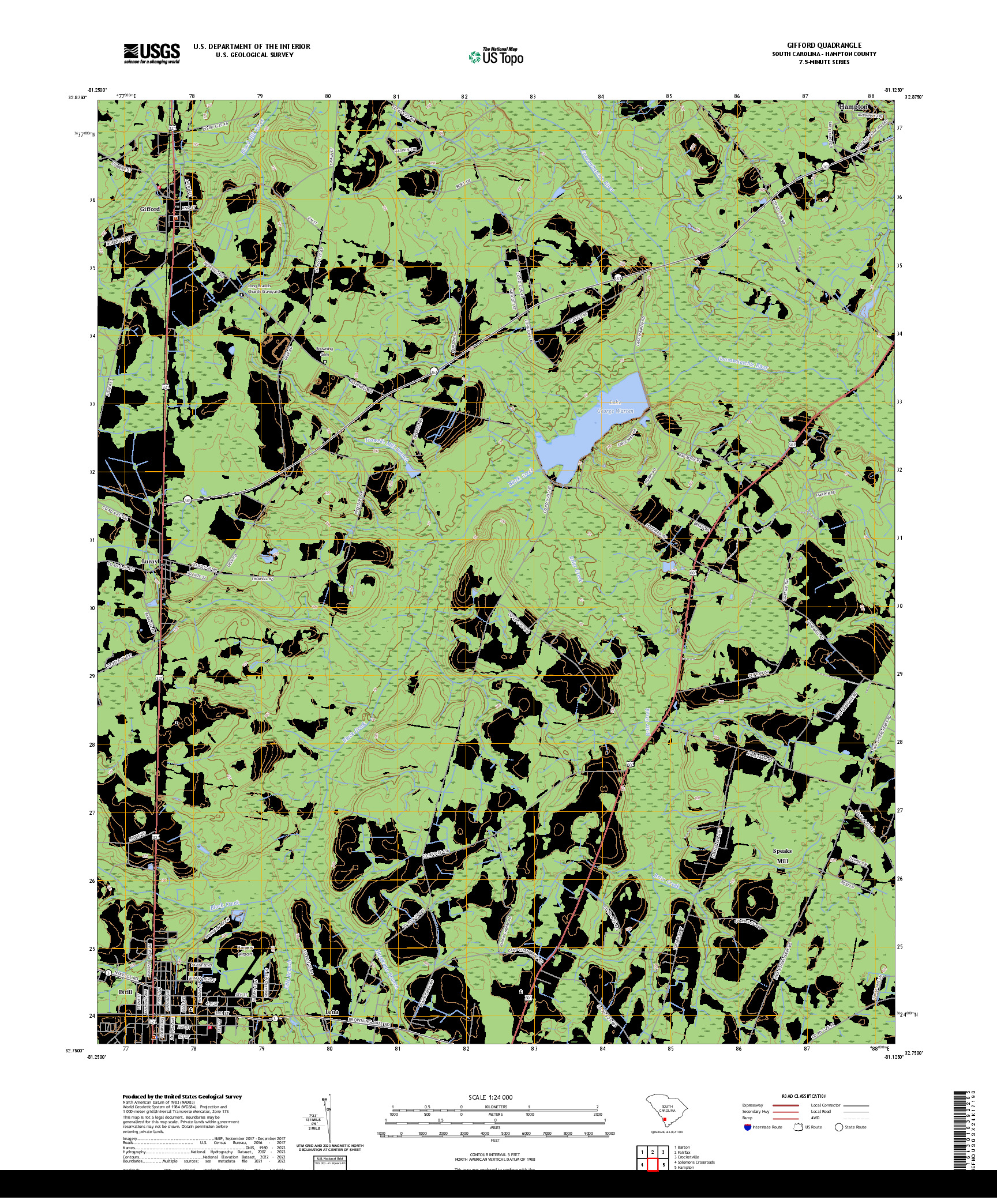 US TOPO 7.5-MINUTE MAP FOR GIFFORD, SC