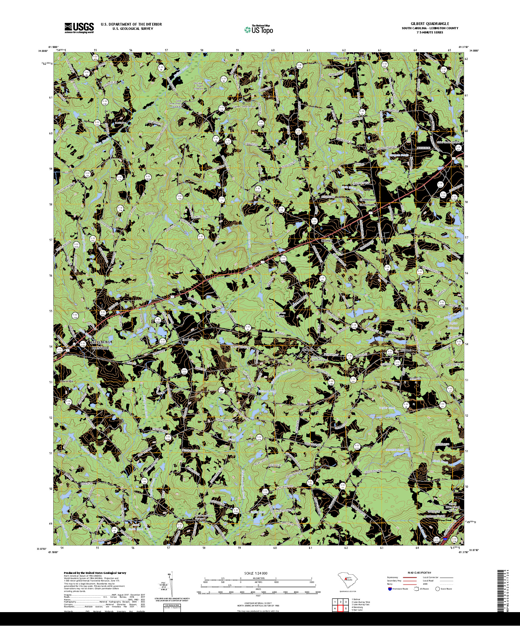 US TOPO 7.5-MINUTE MAP FOR GILBERT, SC