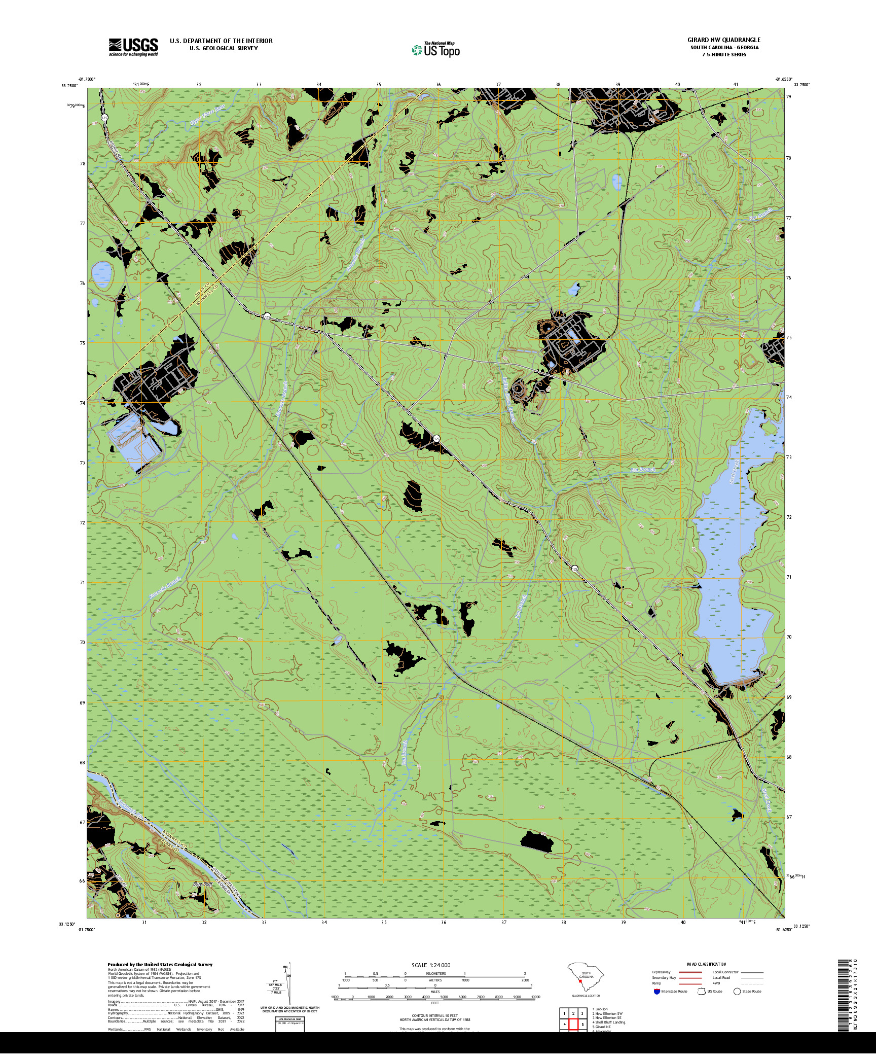 US TOPO 7.5-MINUTE MAP FOR GIRARD NW, SC,GA