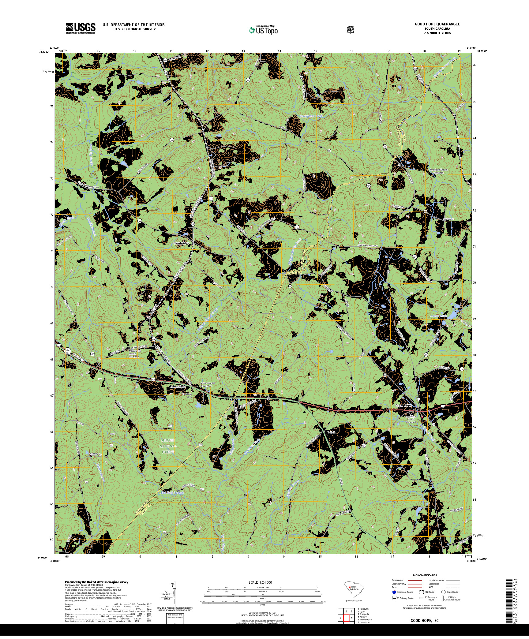 US TOPO 7.5-MINUTE MAP FOR GOOD HOPE, SC