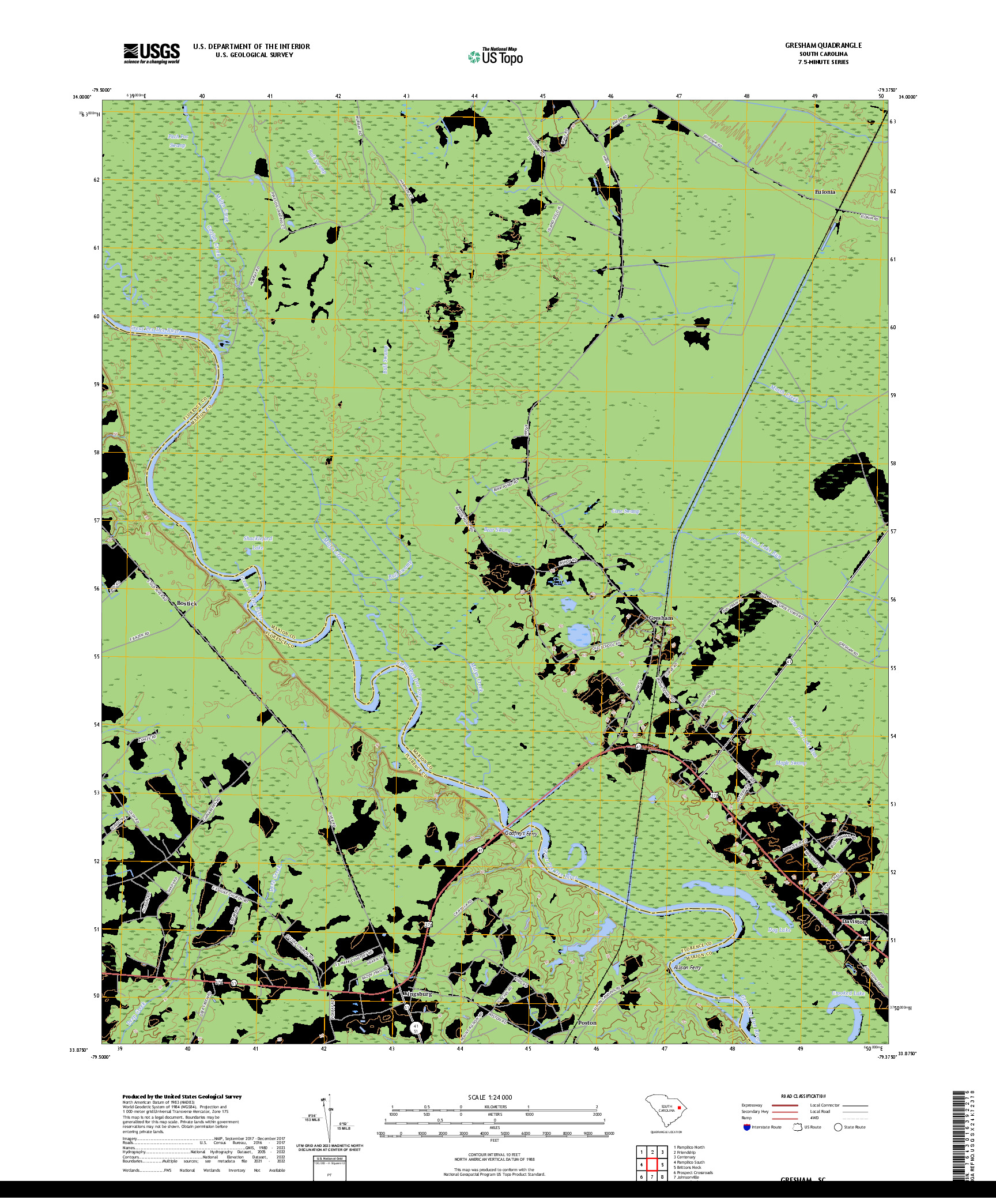 US TOPO 7.5-MINUTE MAP FOR GRESHAM, SC