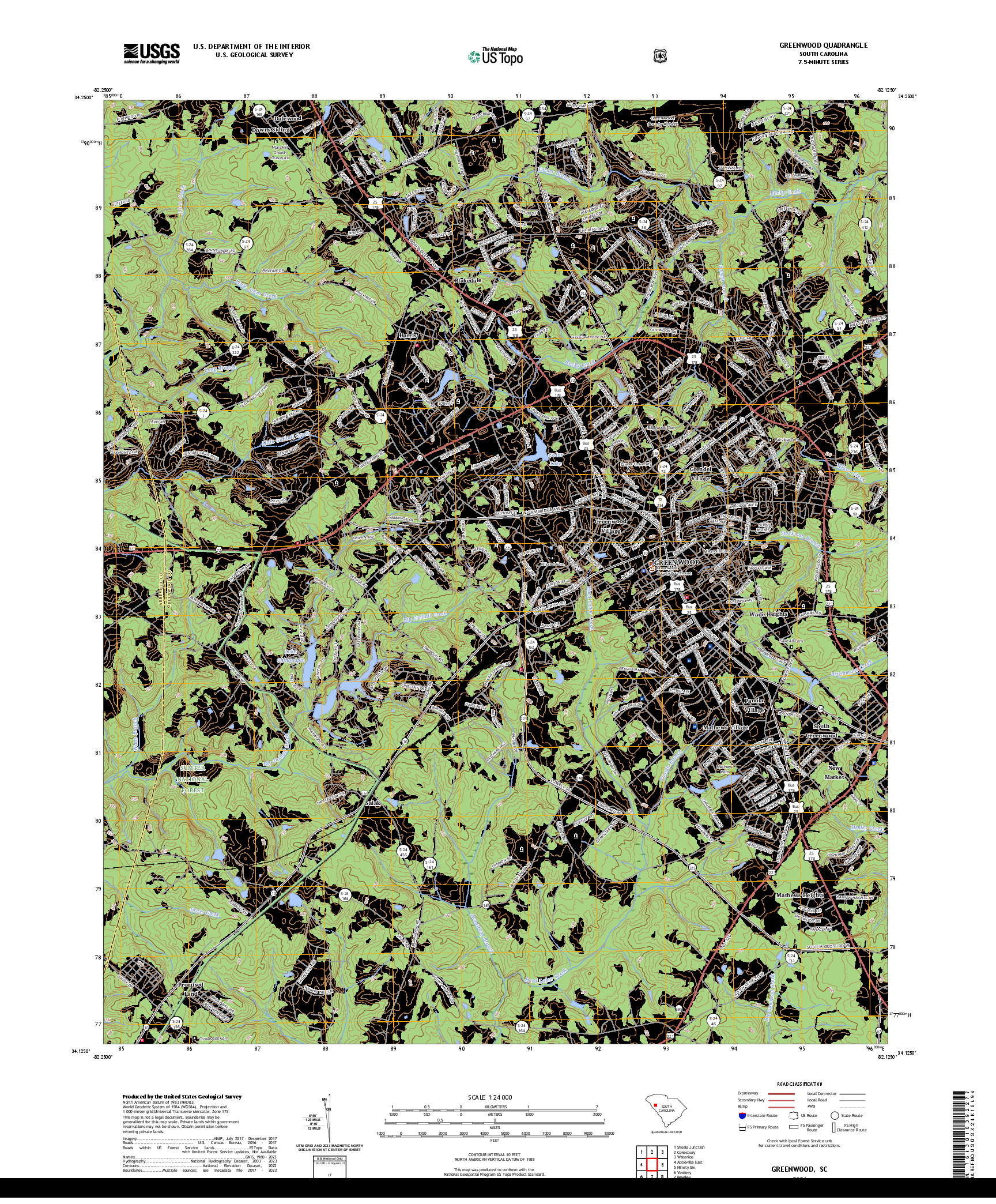 US TOPO 7.5-MINUTE MAP FOR GREENWOOD, SC