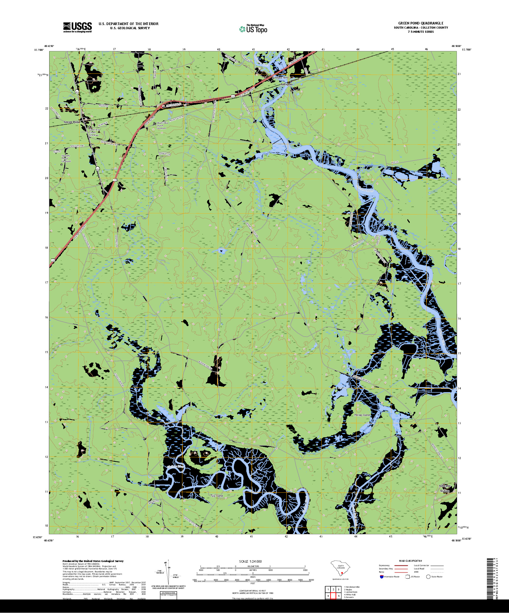 US TOPO 7.5-MINUTE MAP FOR GREEN POND, SC
