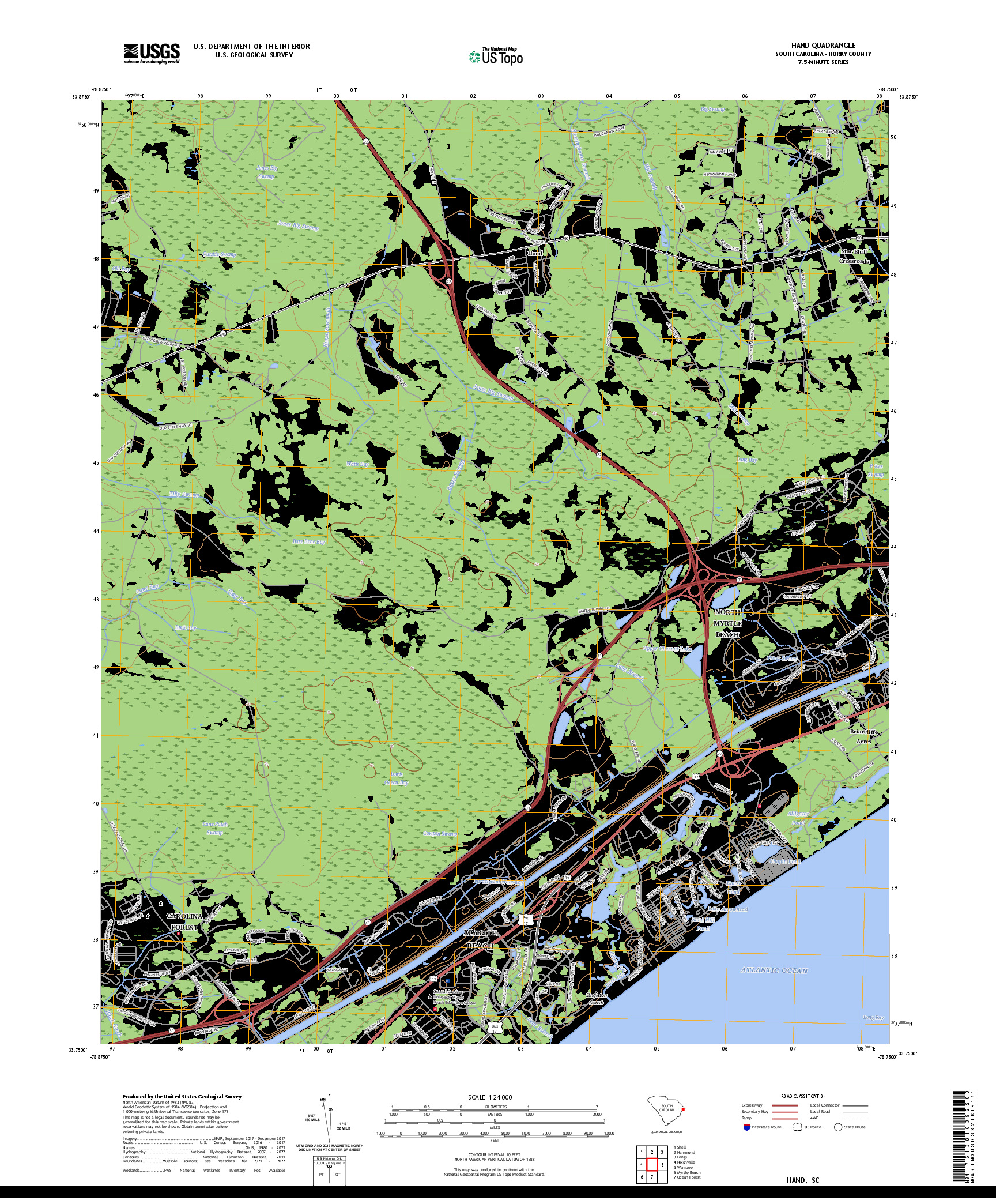 US TOPO 7.5-MINUTE MAP FOR HAND, SC