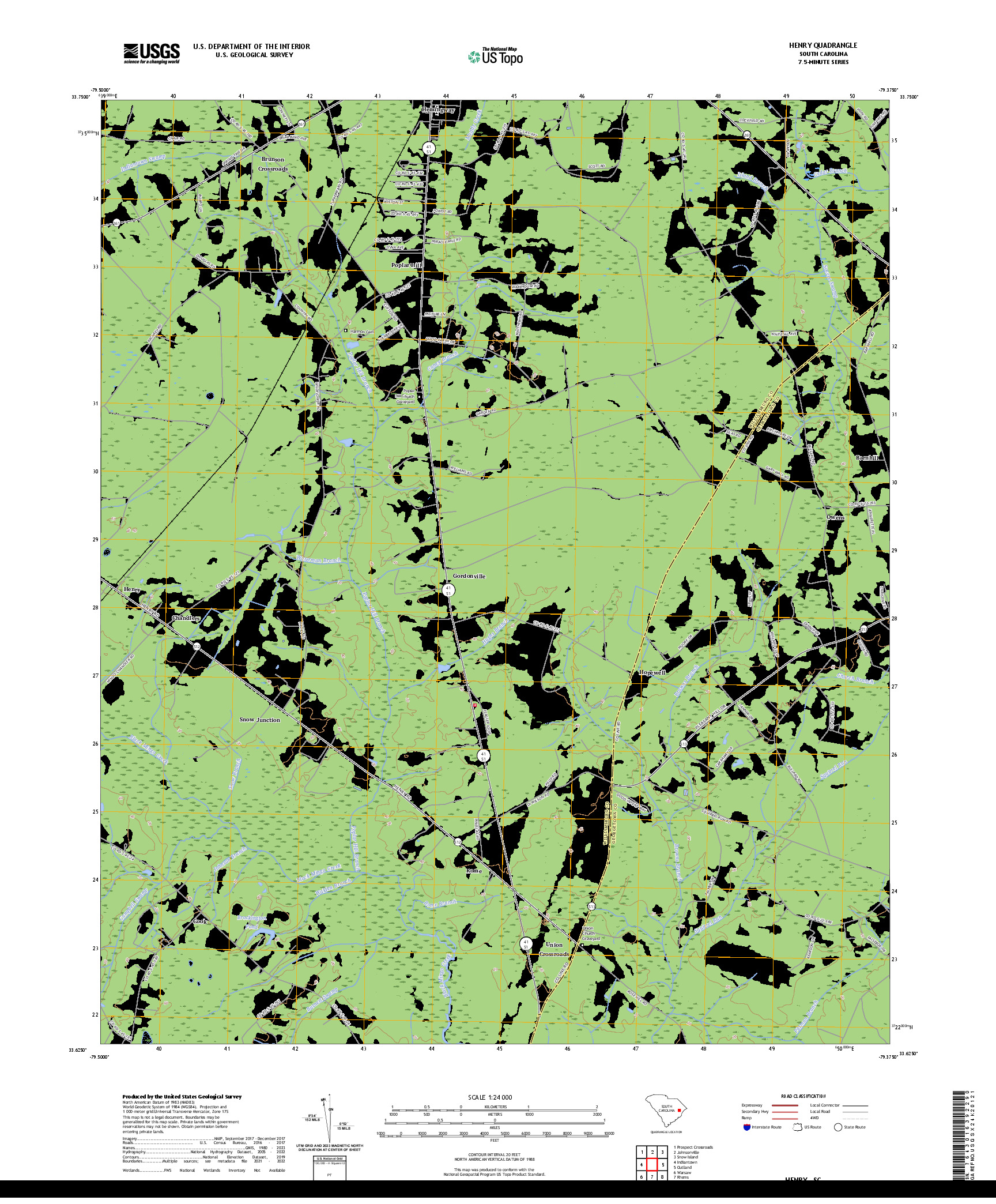 US TOPO 7.5-MINUTE MAP FOR HENRY, SC
