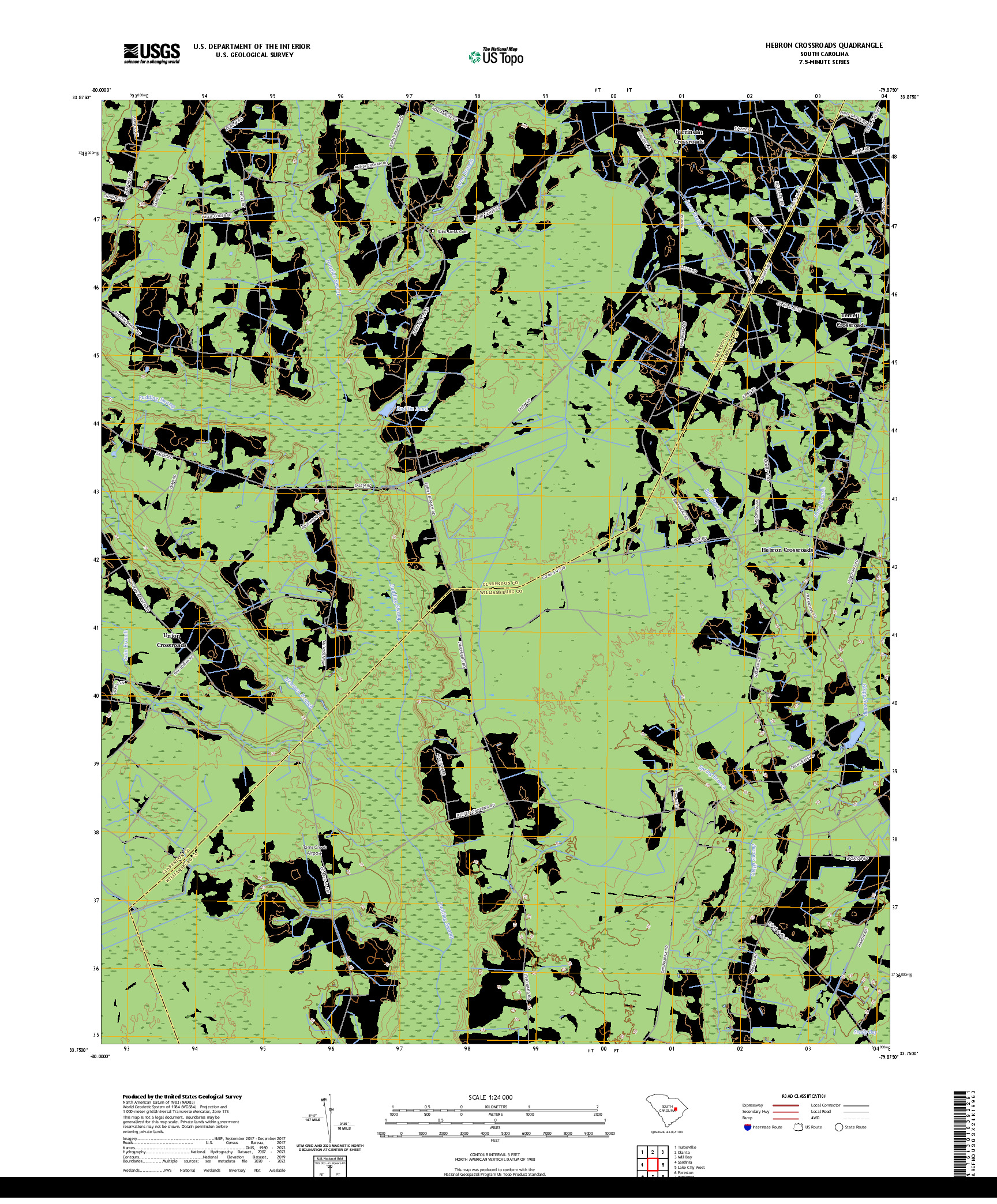 US TOPO 7.5-MINUTE MAP FOR HEBRON CROSSROADS, SC