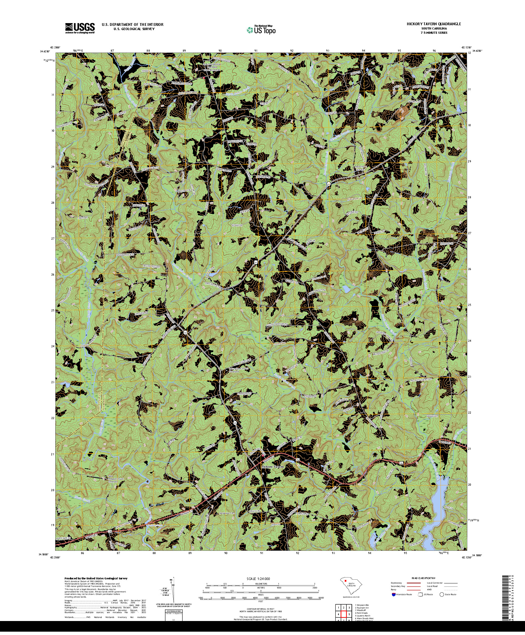 US TOPO 7.5-MINUTE MAP FOR HICKORY TAVERN, SC