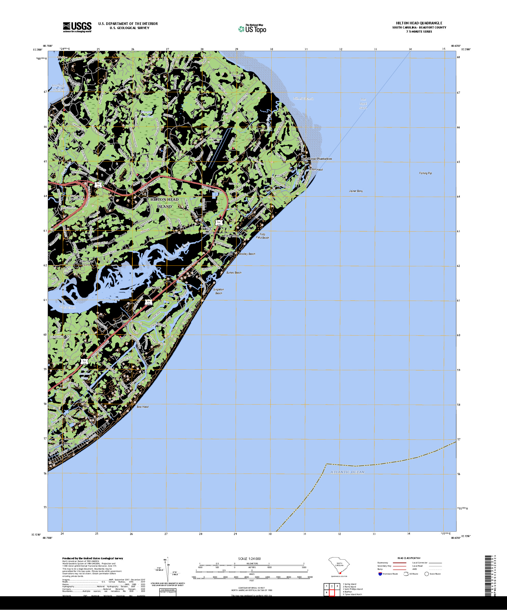 US TOPO 7.5-MINUTE MAP FOR HILTON HEAD, SC