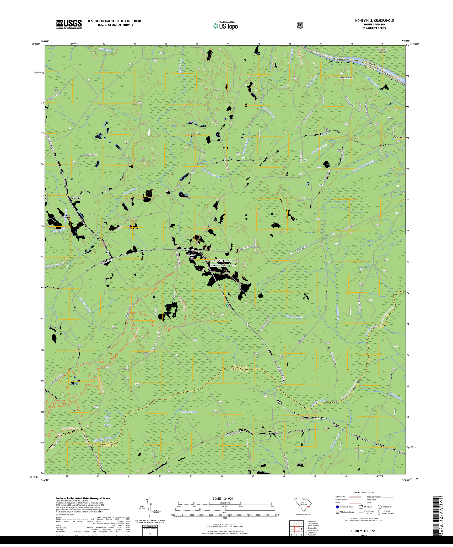 US TOPO 7.5-MINUTE MAP FOR HONEY HILL, SC