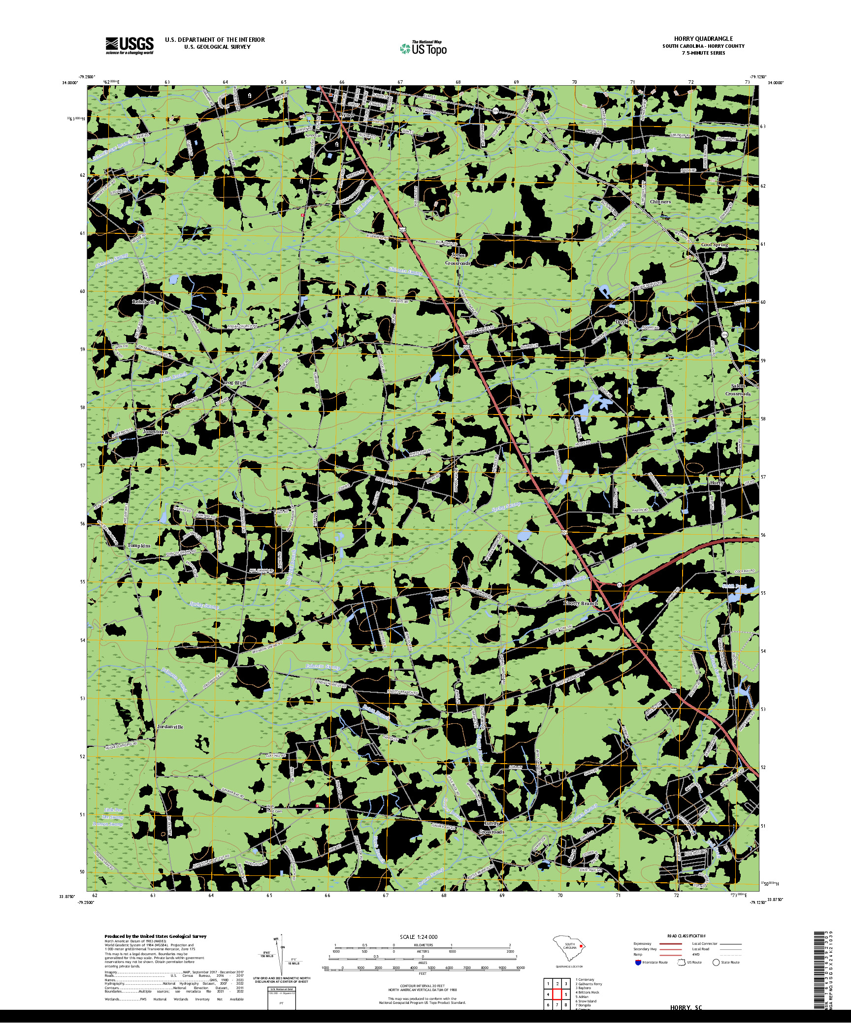 US TOPO 7.5-MINUTE MAP FOR HORRY, SC