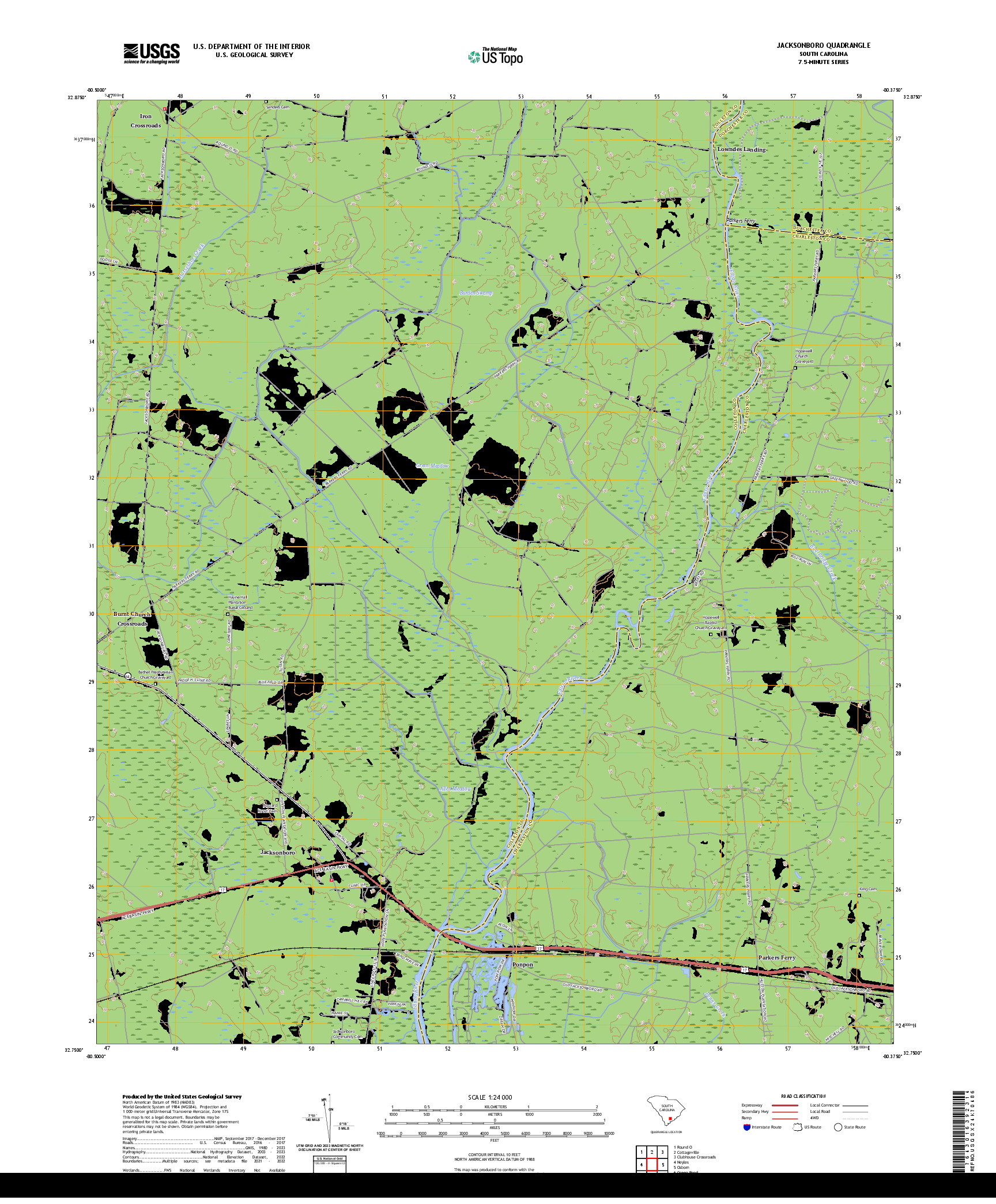 US TOPO 7.5-MINUTE MAP FOR JACKSONBORO, SC