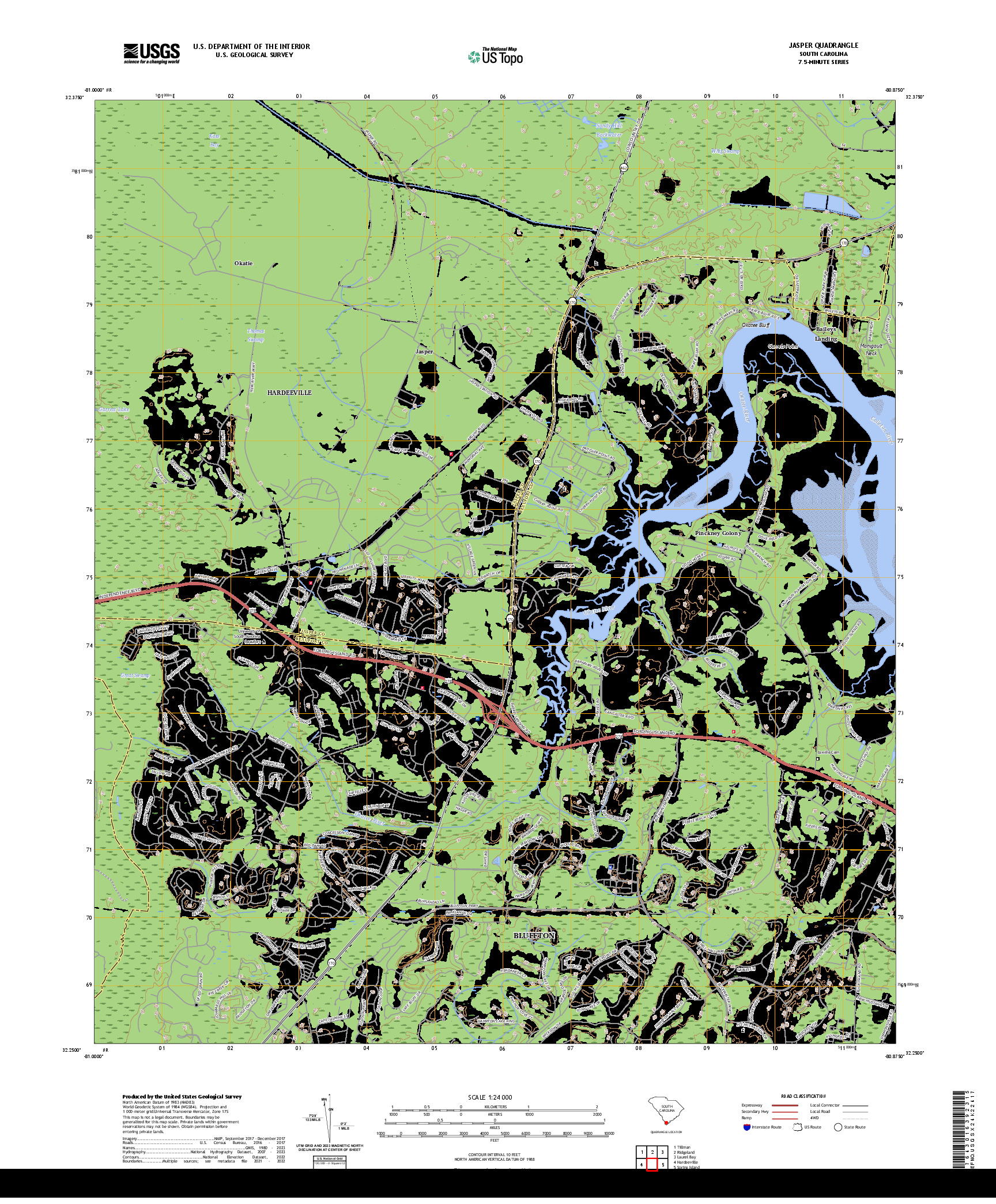 US TOPO 7.5-MINUTE MAP FOR JASPER, SC