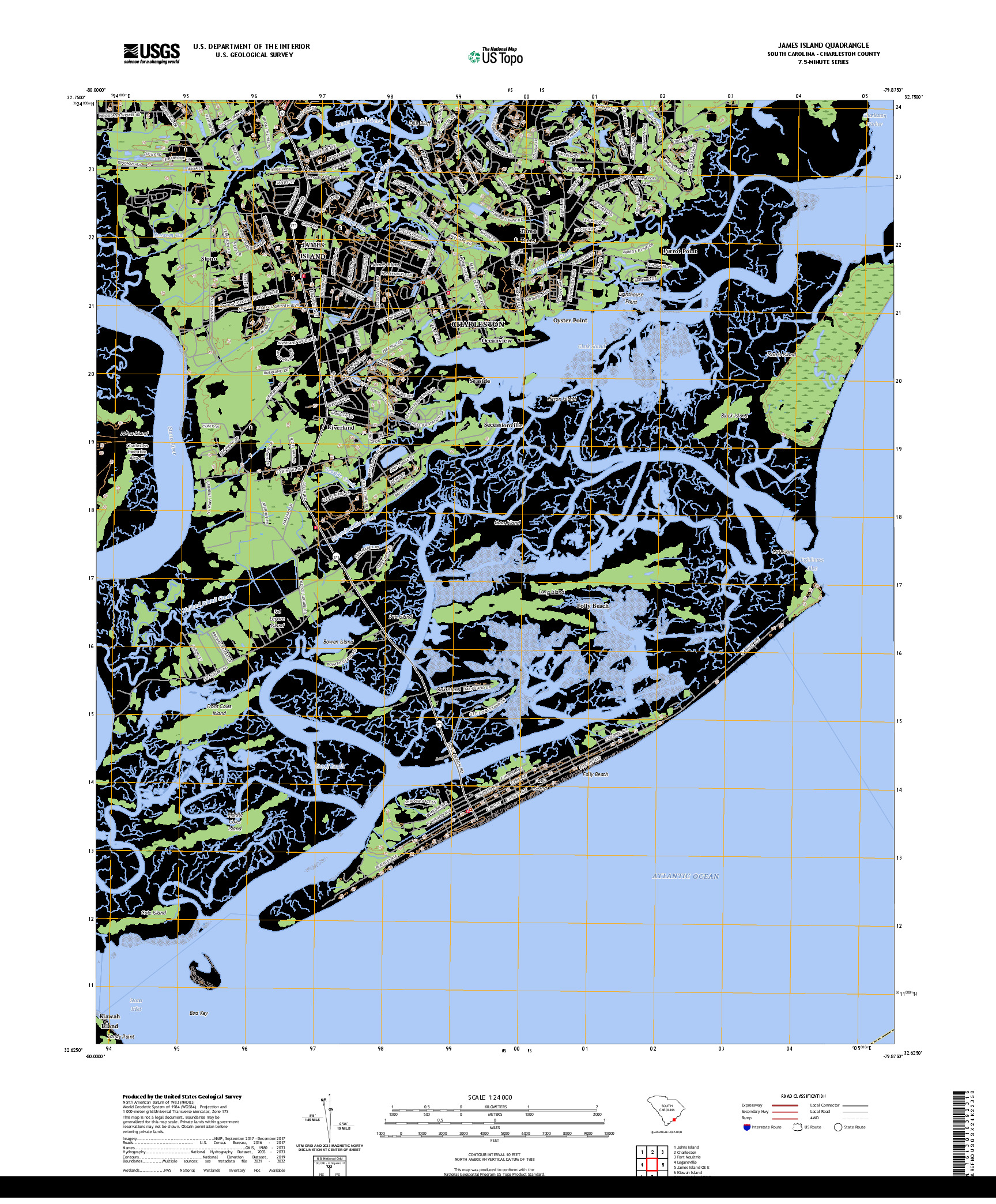 US TOPO 7.5-MINUTE MAP FOR JAMES ISLAND, SC