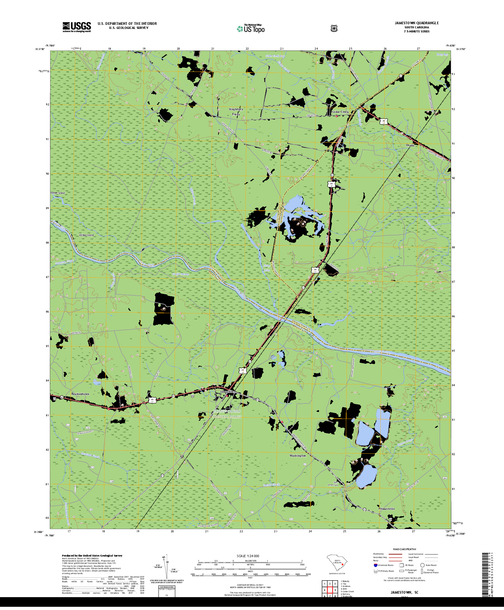 US TOPO 7.5-MINUTE MAP FOR JAMESTOWN, SC