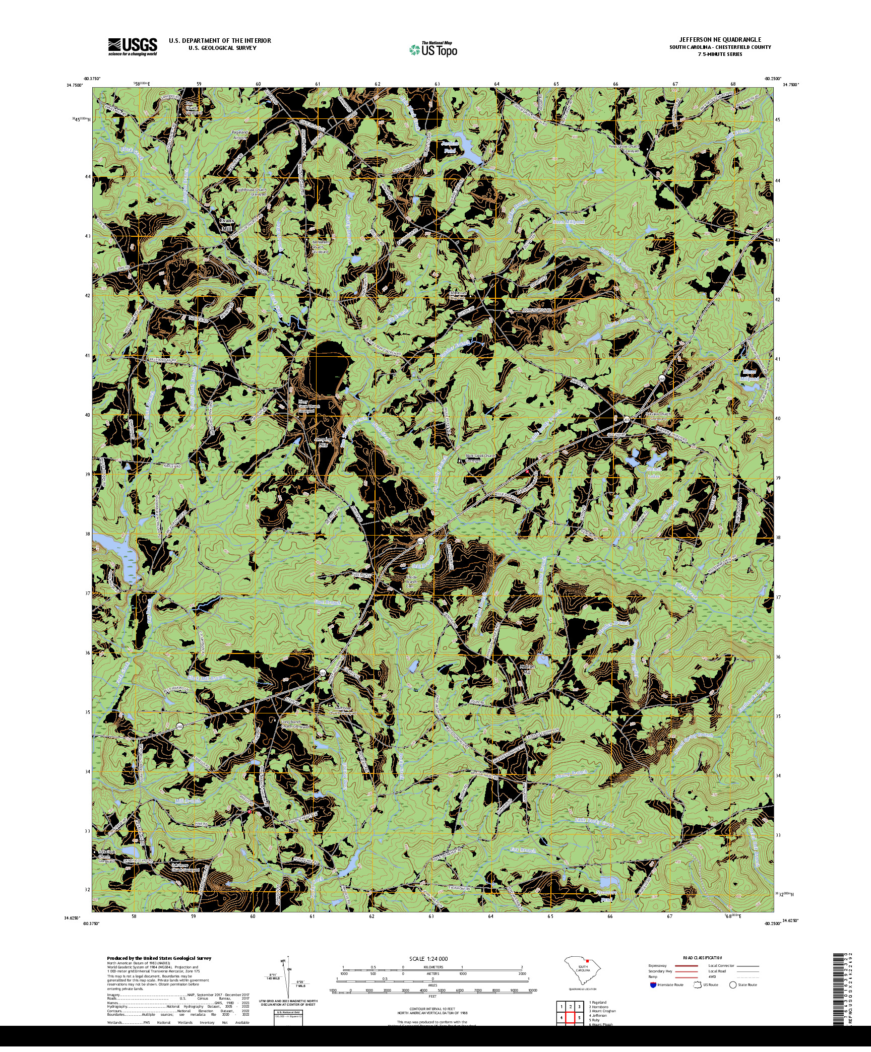 US TOPO 7.5-MINUTE MAP FOR JEFFERSON NE, SC