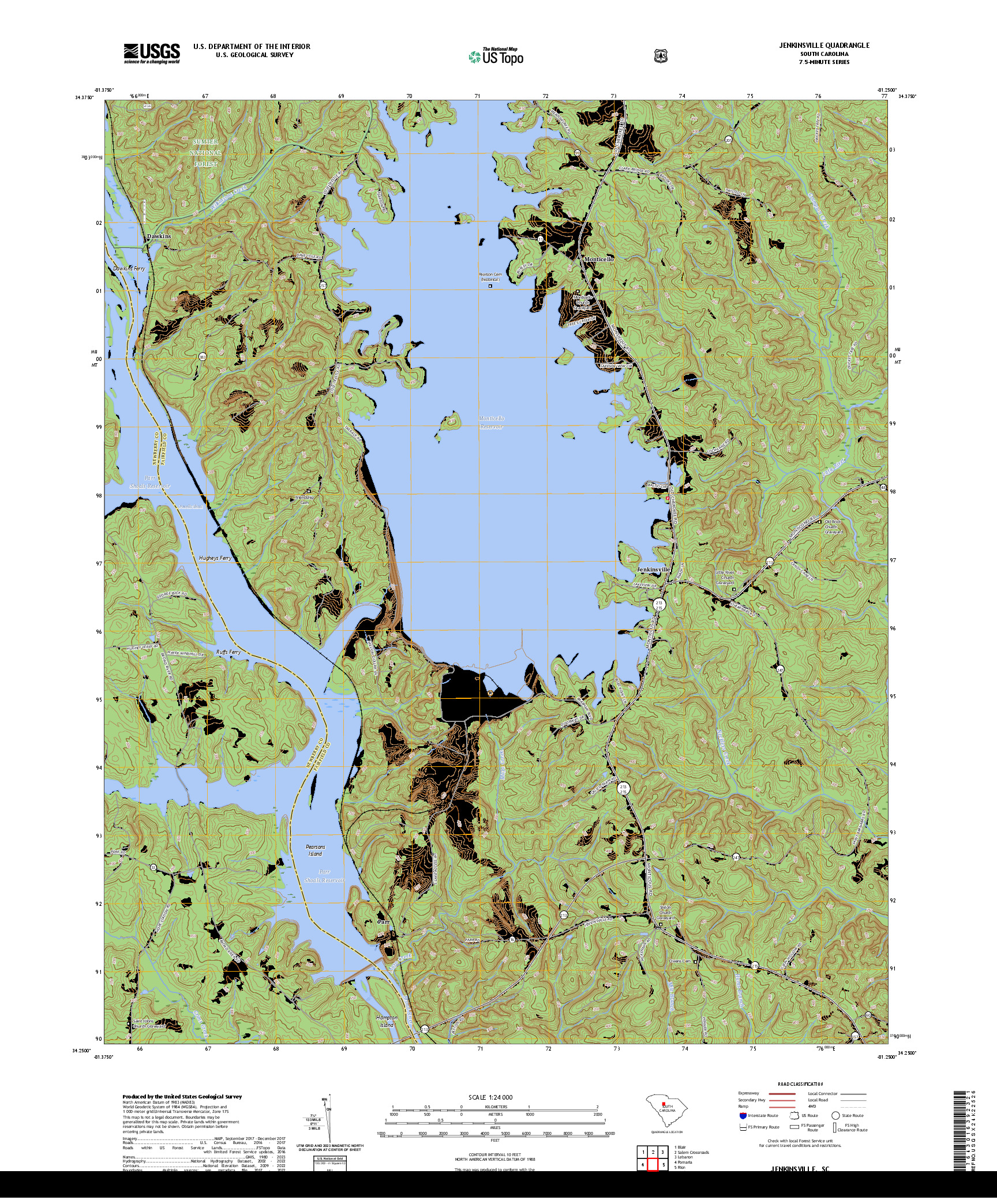 US TOPO 7.5-MINUTE MAP FOR JENKINSVILLE, SC