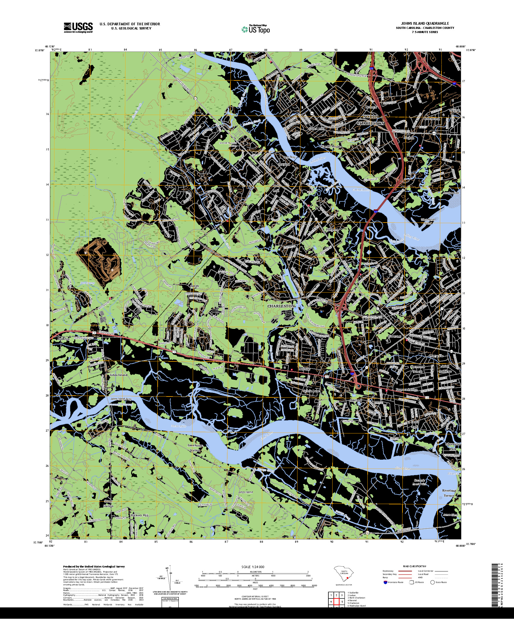 US TOPO 7.5-MINUTE MAP FOR JOHNS ISLAND, SC