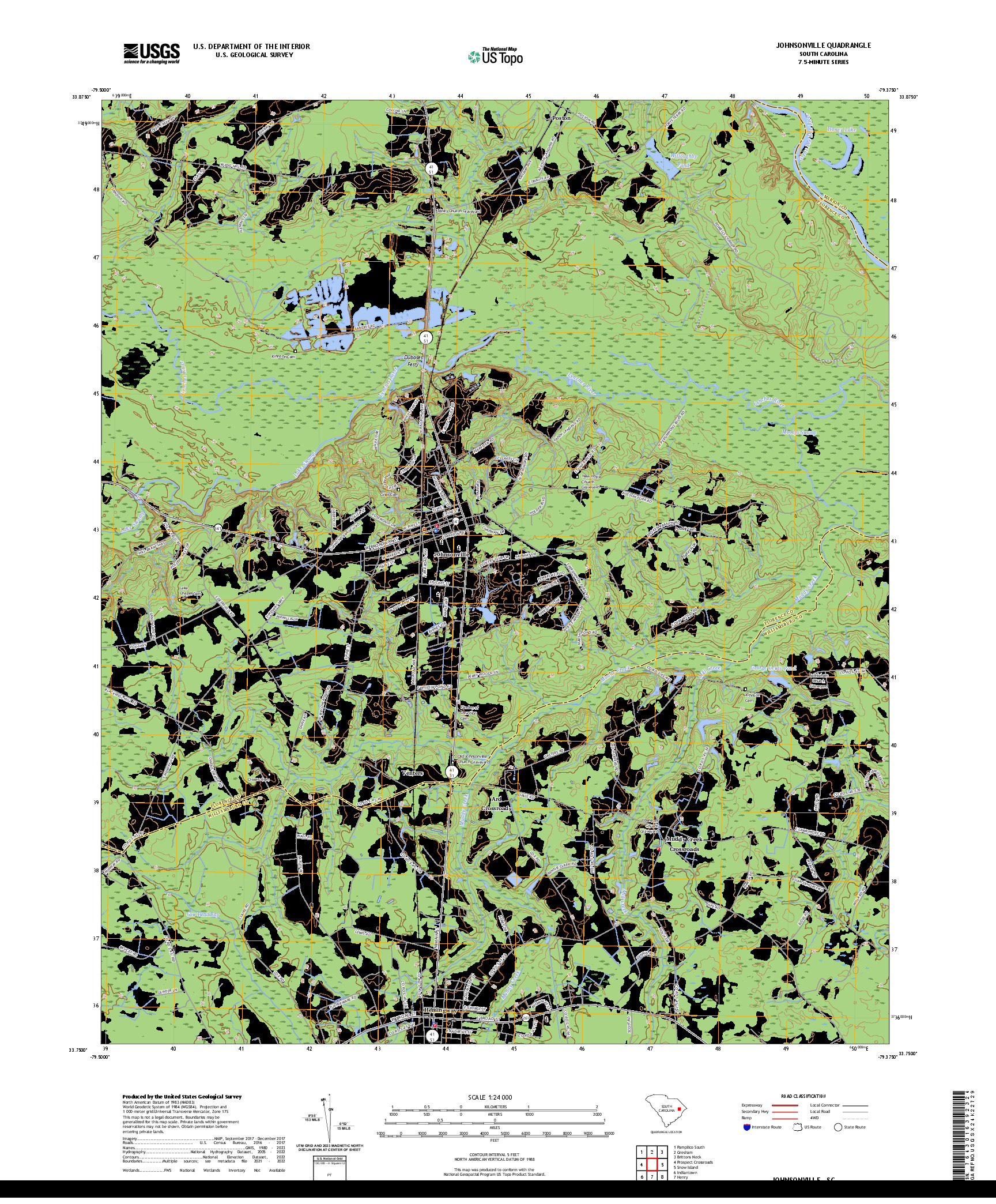 US TOPO 7.5-MINUTE MAP FOR JOHNSONVILLE, SC
