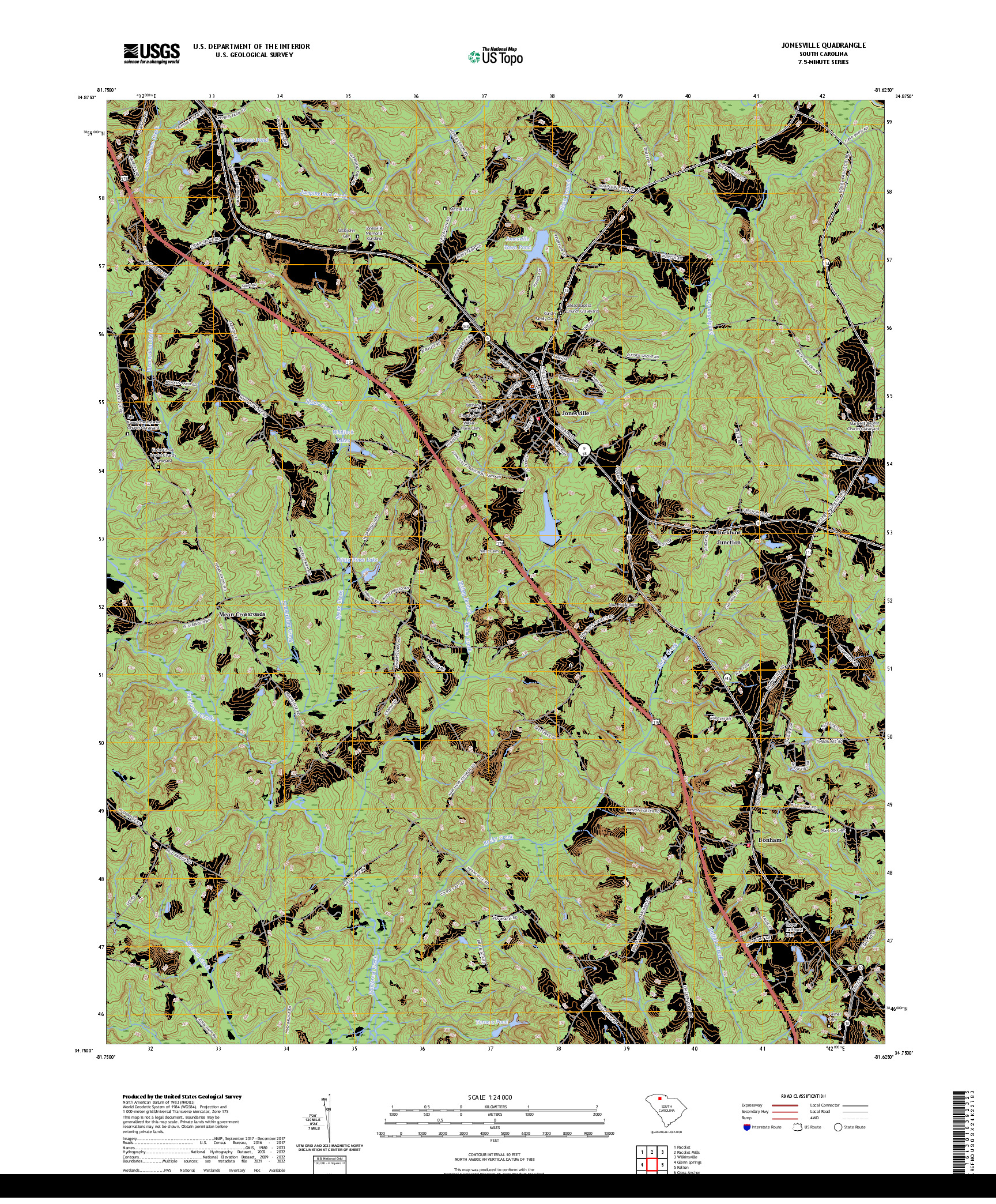 US TOPO 7.5-MINUTE MAP FOR JONESVILLE, SC