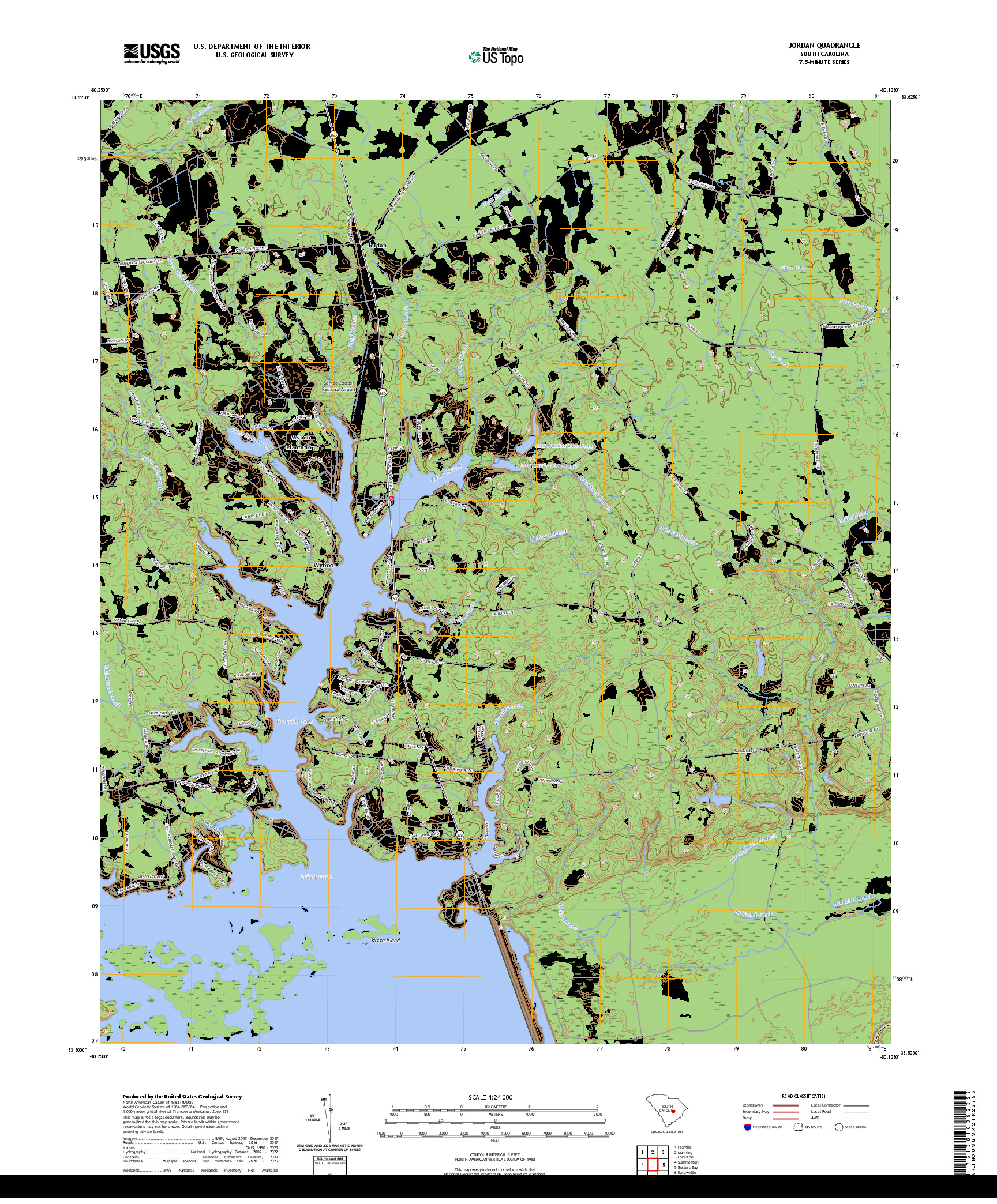 US TOPO 7.5-MINUTE MAP FOR JORDAN, SC