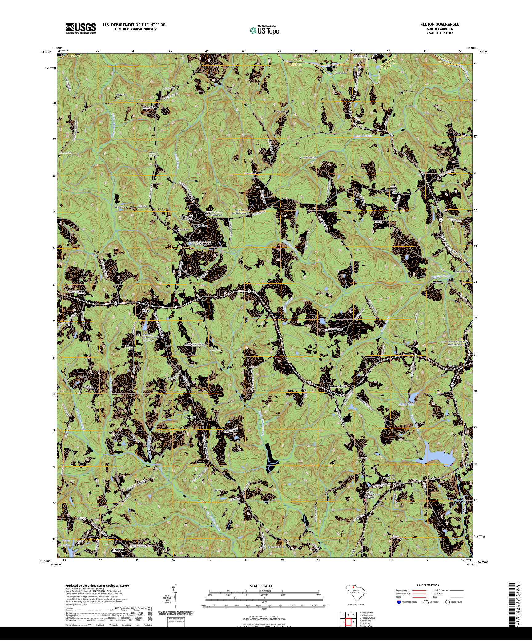 US TOPO 7.5-MINUTE MAP FOR KELTON, SC