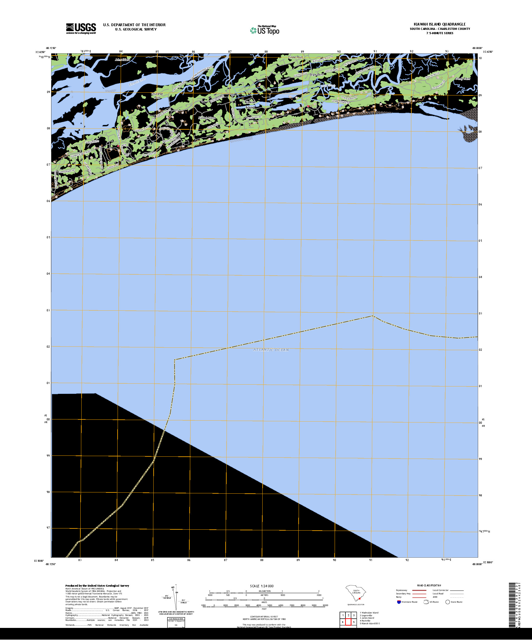 US TOPO 7.5-MINUTE MAP FOR KIAWAH ISLAND, SC
