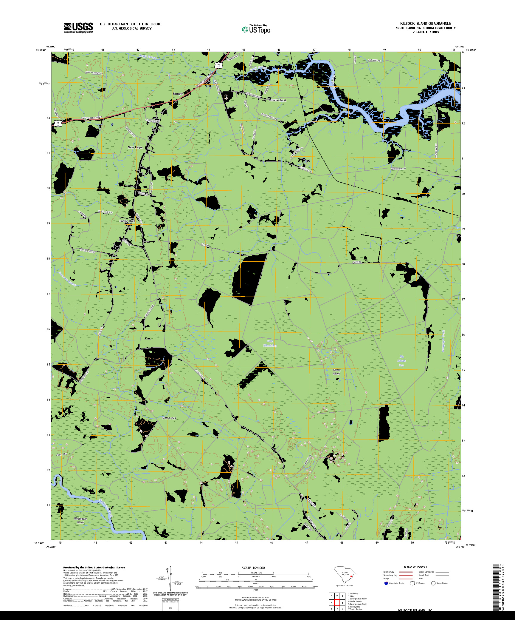 US TOPO 7.5-MINUTE MAP FOR KILSOCK ISLAND, SC