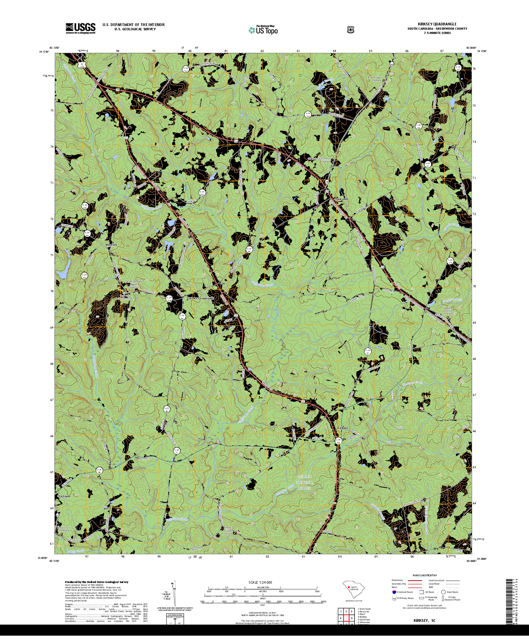 US TOPO 7.5-MINUTE MAP FOR KIRKSEY, SC